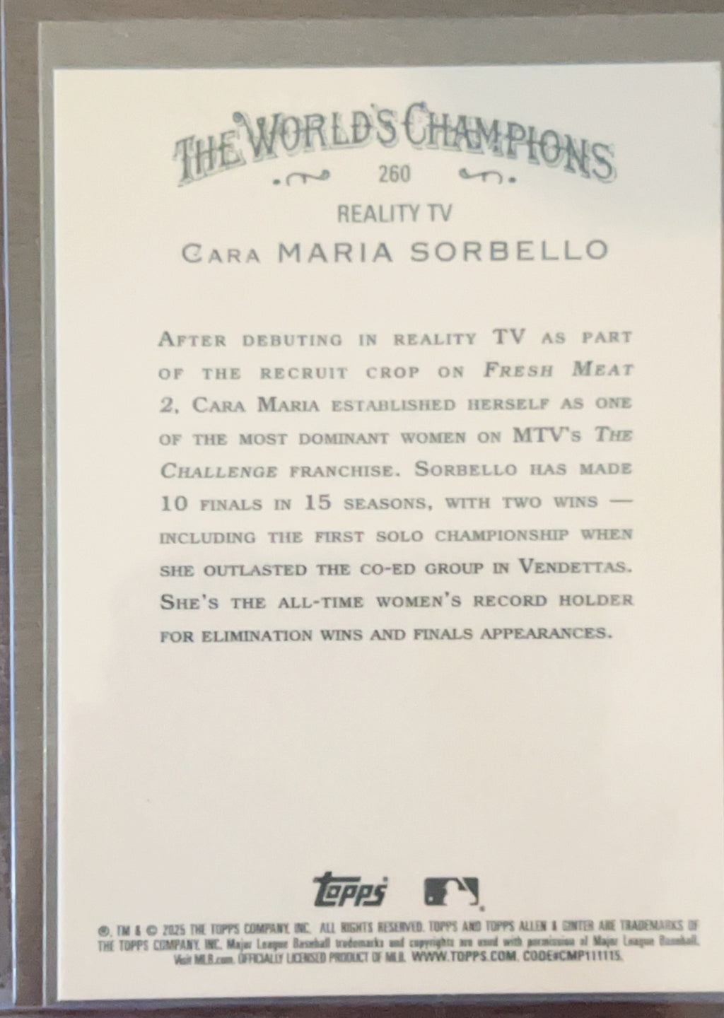 2025 Topps Allen & Ginter Cara Maria Sorbello #260