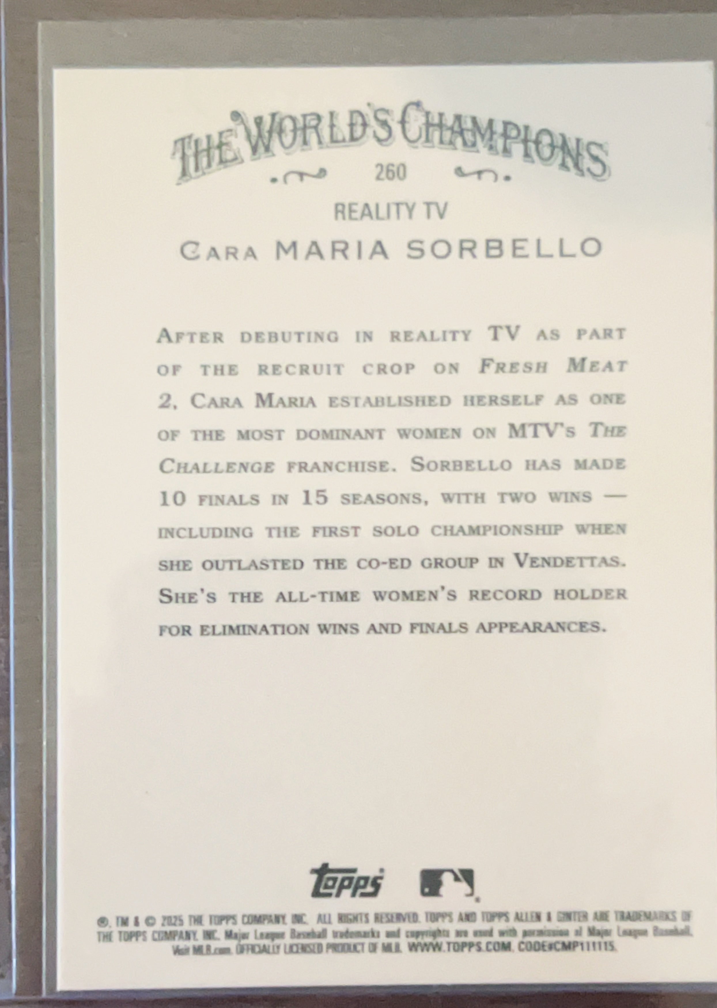 2025 Topps Allen & Ginter Cara Maria Sorbello #260