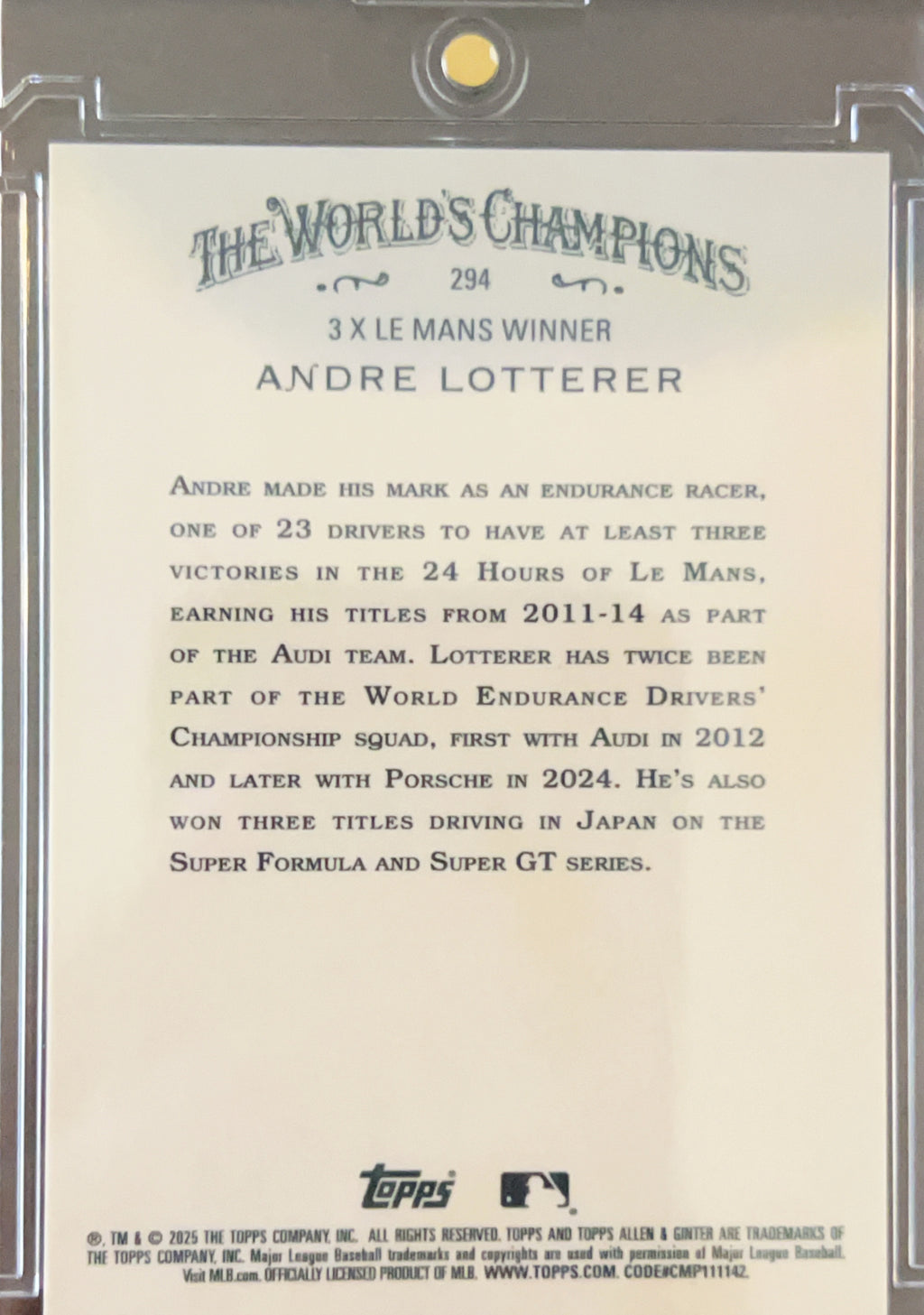 2025 Topps Allen & Ginter Andre Lotterer #294 Gold Foil