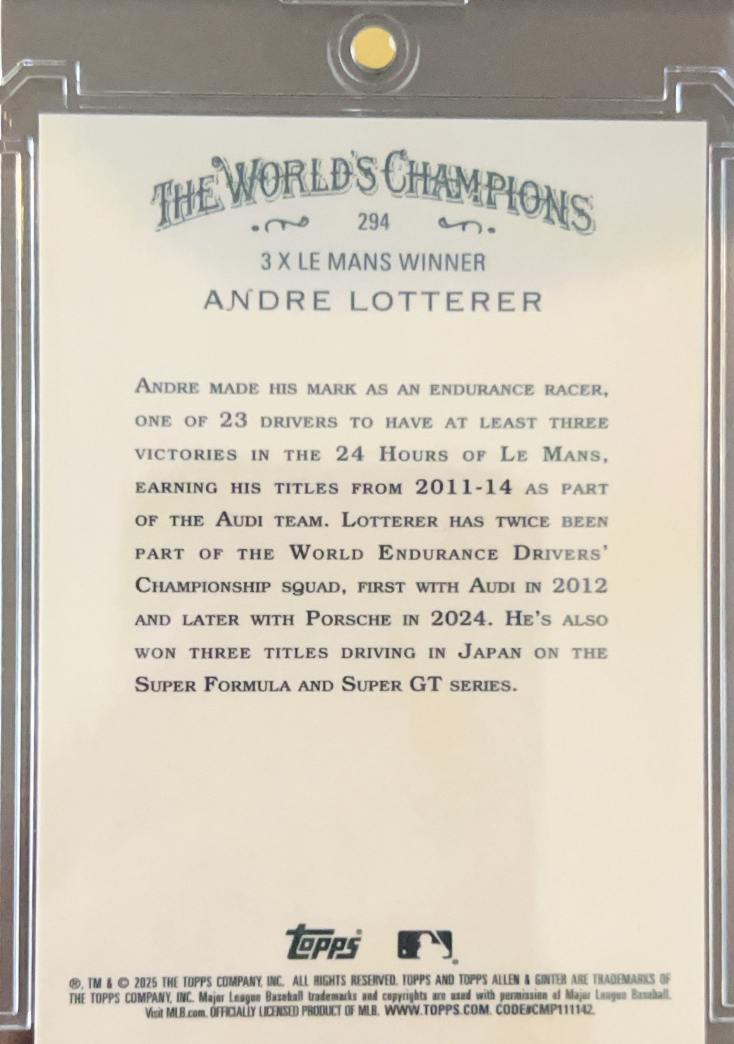 2025 Topps Allen & Ginter Andre Lotterer #294 Gold Foil