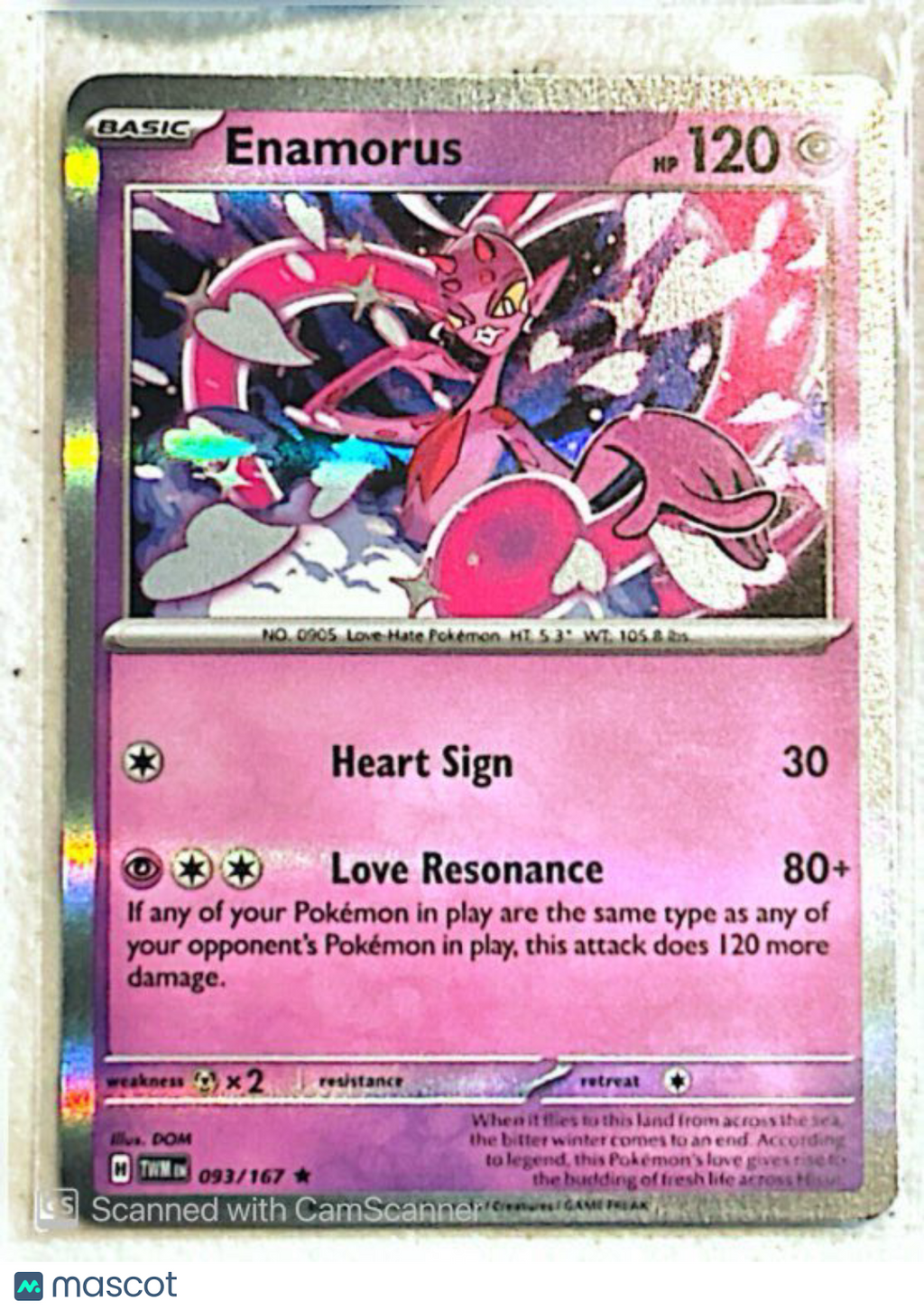 2024 Twilight Masquerade Enamorus Reverse Holo Rare #93/167
