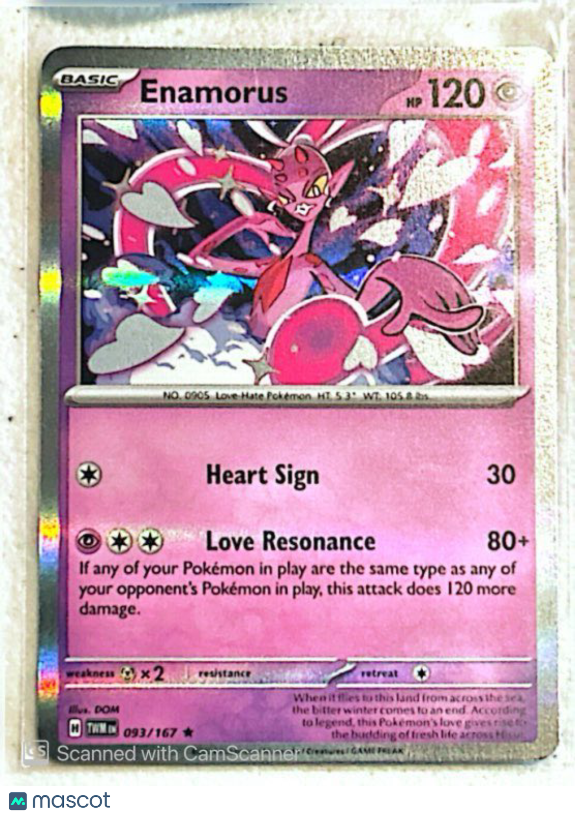 2024 Twilight Masquerade Enamorus Reverse Holo Rare #93/167