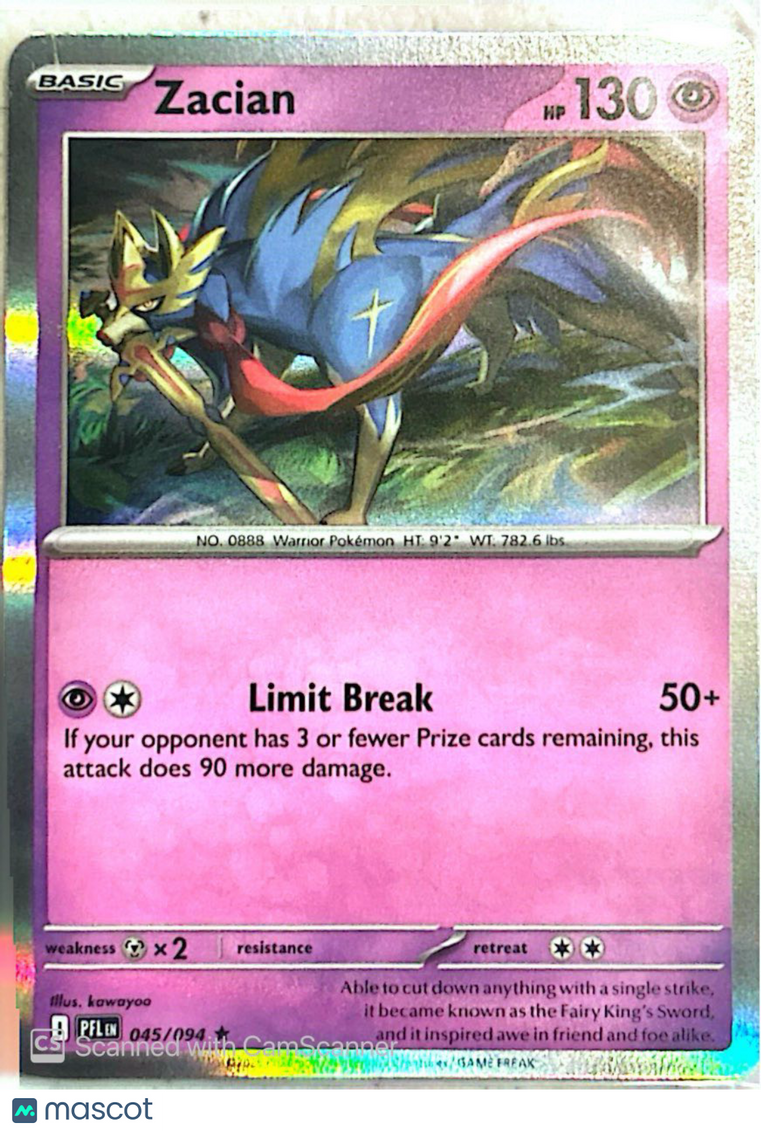 2024 Shrouded Fable Zacian Holo Rare #45/94
