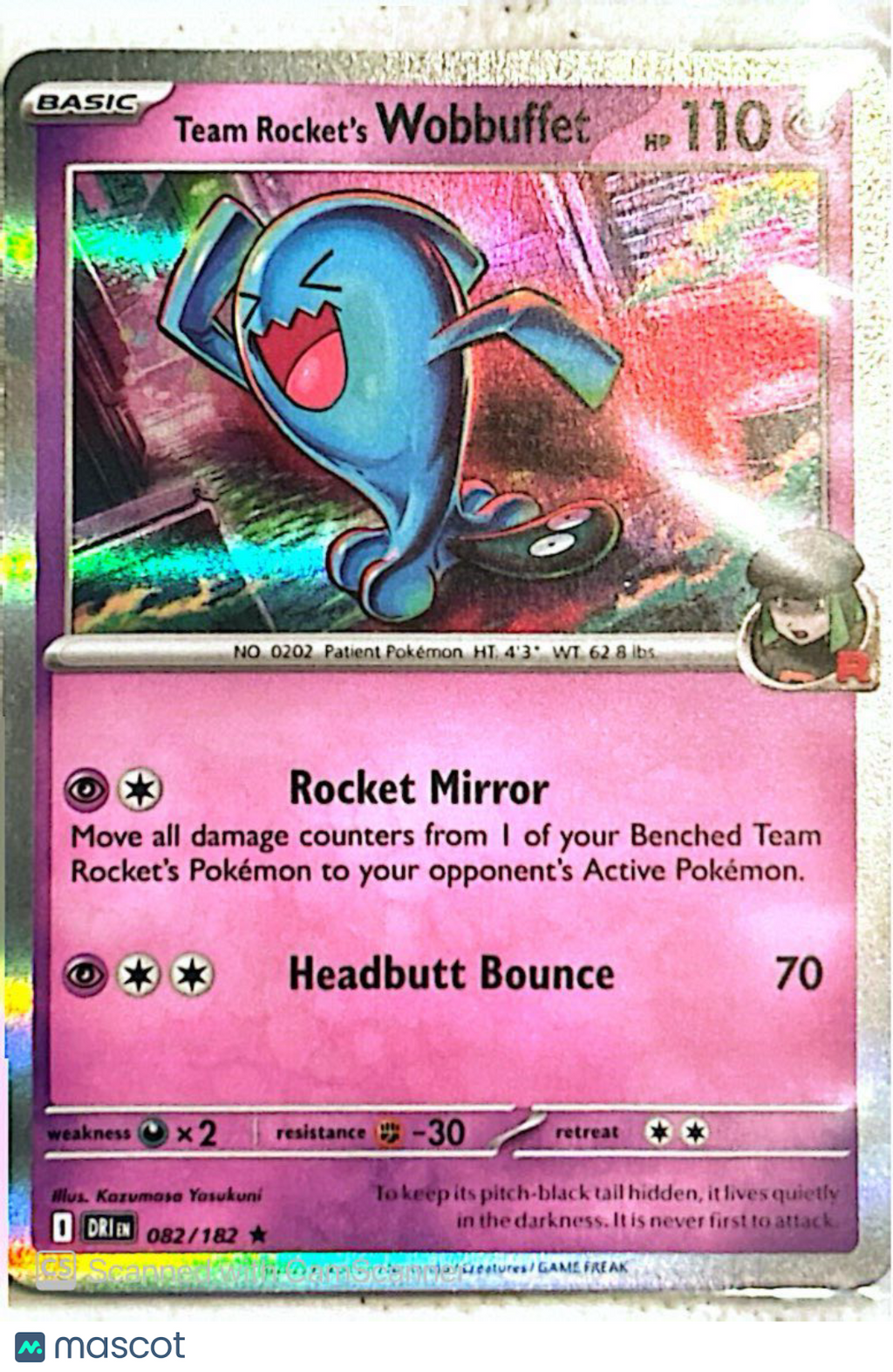 2025 Destined Rivals Team Rocket's Wobbuffet Holo Rare #82/182