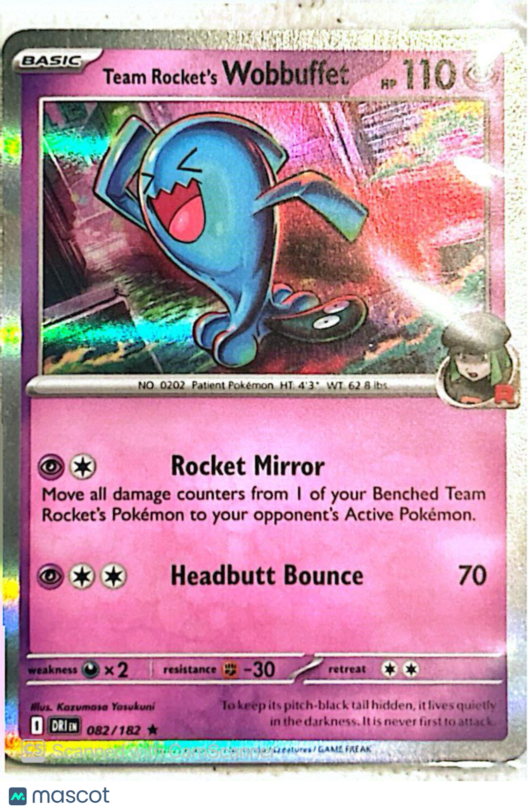 2025 Destined Rivals Team Rocket's Wobbuffet Holo Rare #82/182