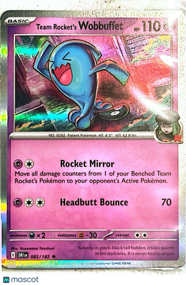 2025 Destined Rivals Team Rocket's Wobbuffet Holo Rare #82/182