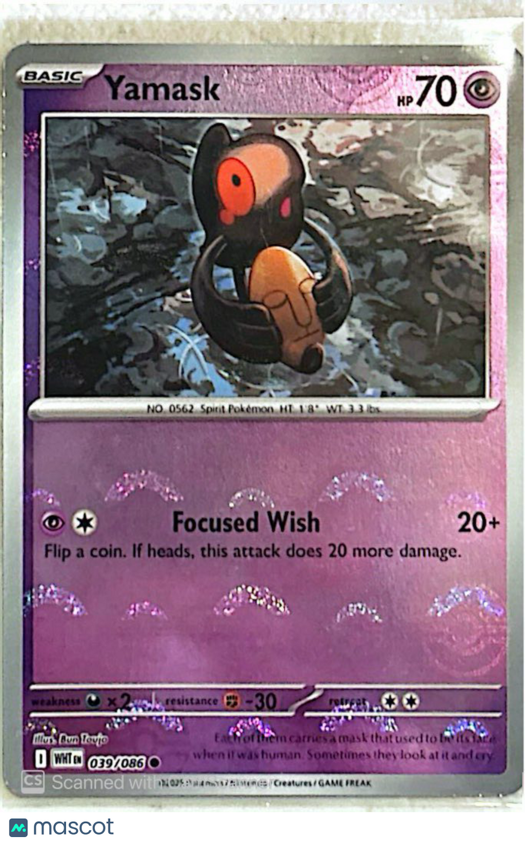 2025 Scarlet & Violet White Flare Yamask Reverse Holo #39/86