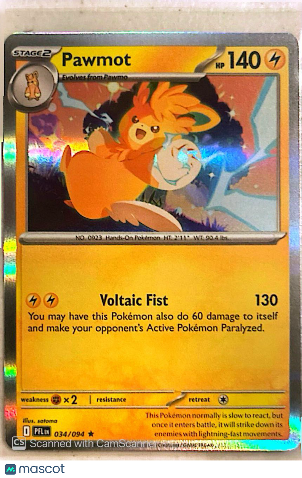 2024 Shrouded Fable Pawmot Holo Rare #34/94