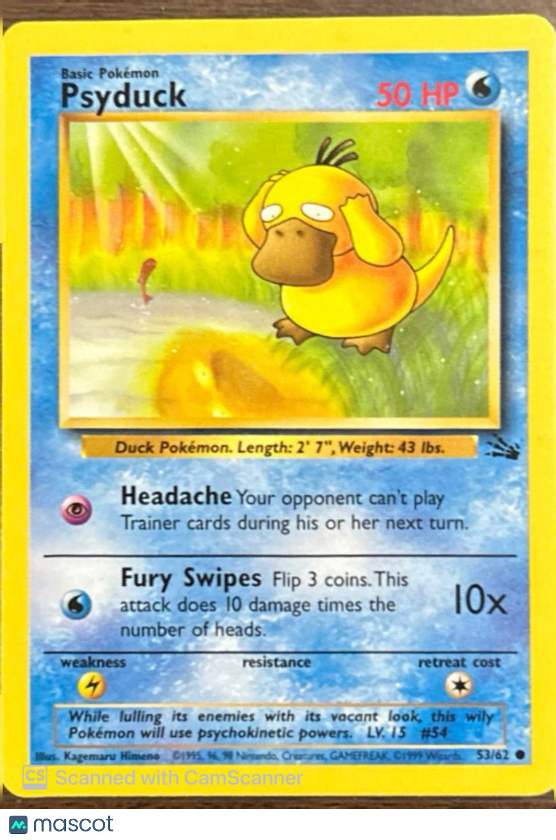 1999 Fossil Psyduck #53/62