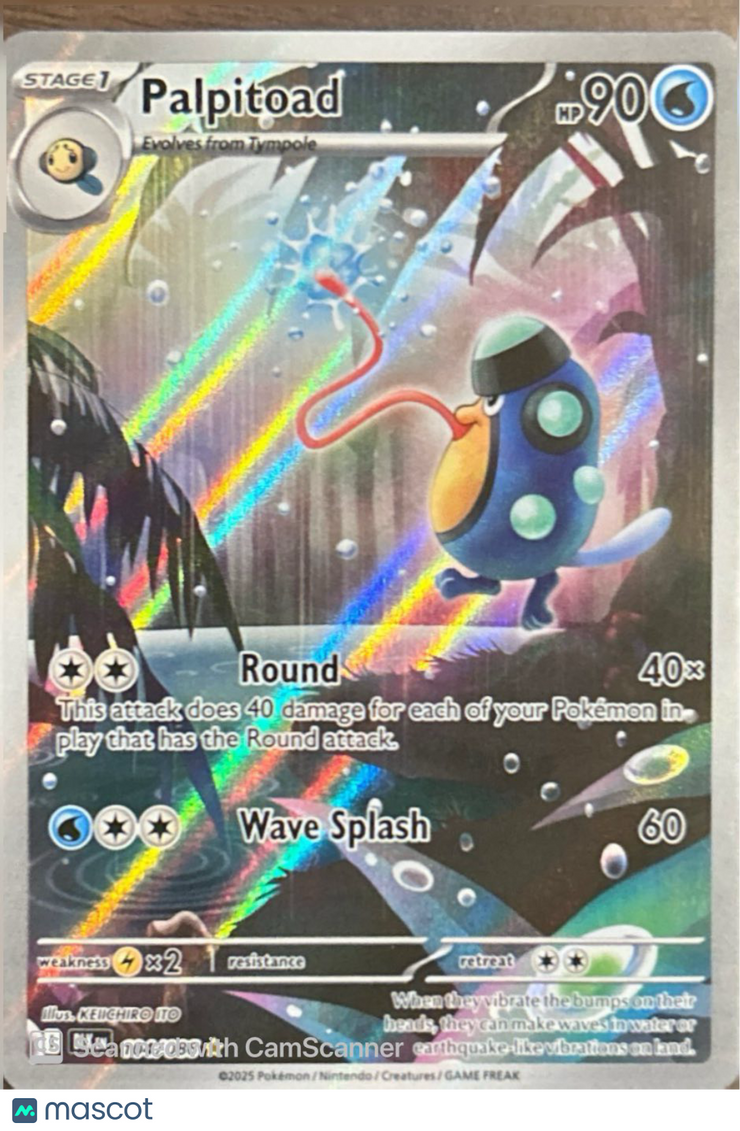 2025 Scarlet & Violet Black Bolt Palpitoad Secret Rare Full Art #104/086