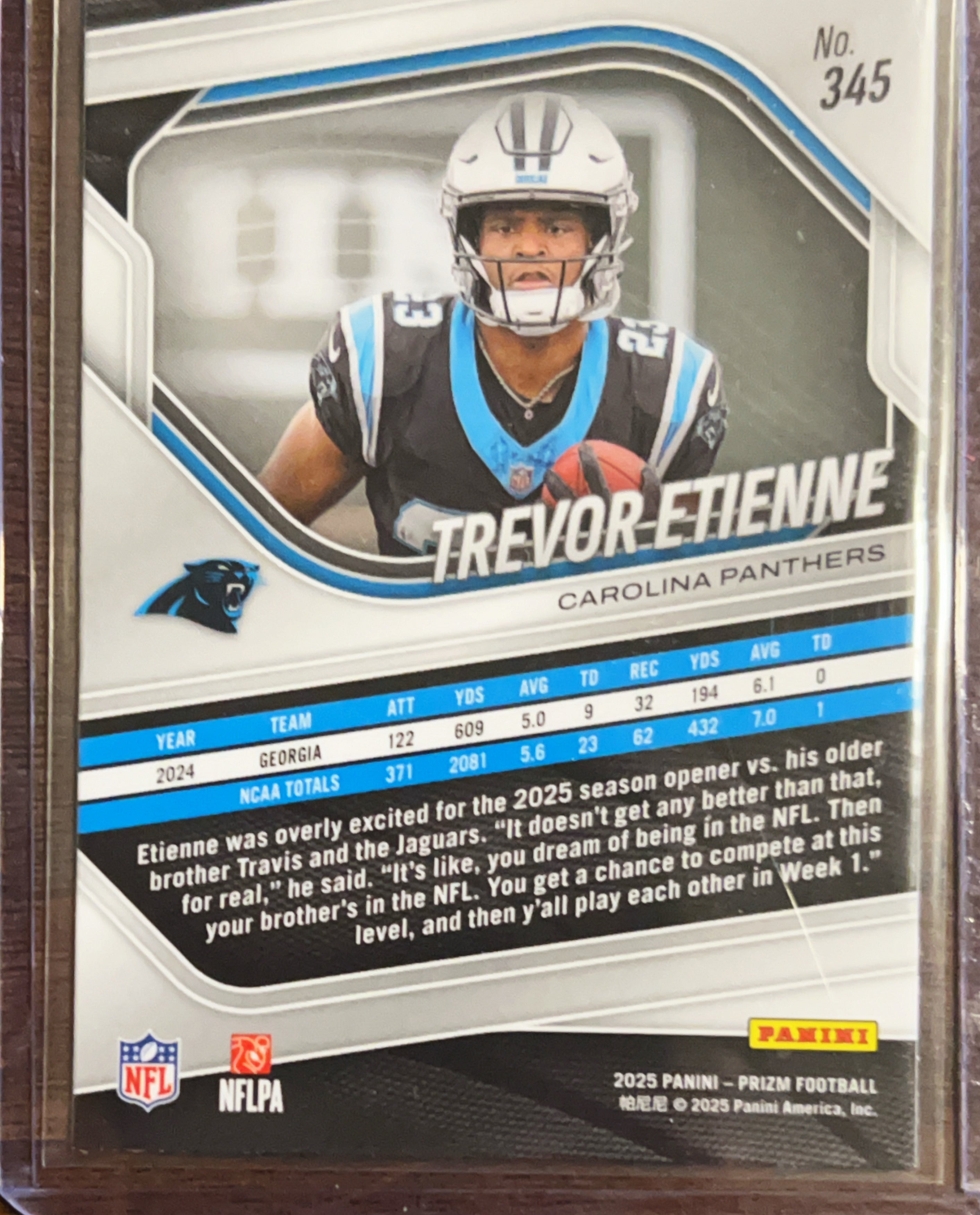 2025 Panini Prizm Trevor Etienne #345 RC