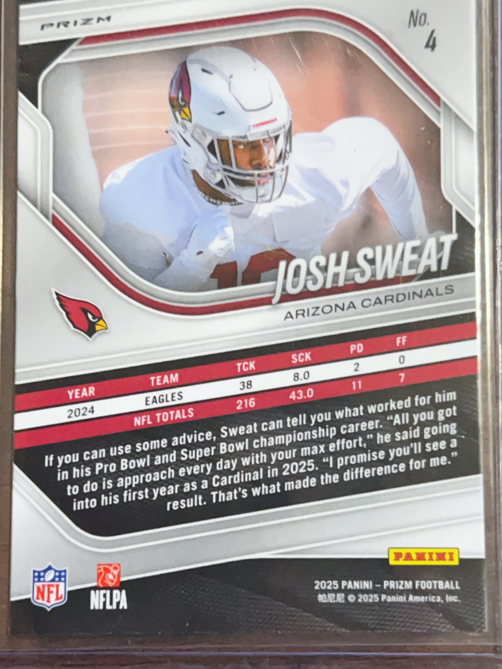 2025 Panini Prizm Josh Sweat #4 Pink