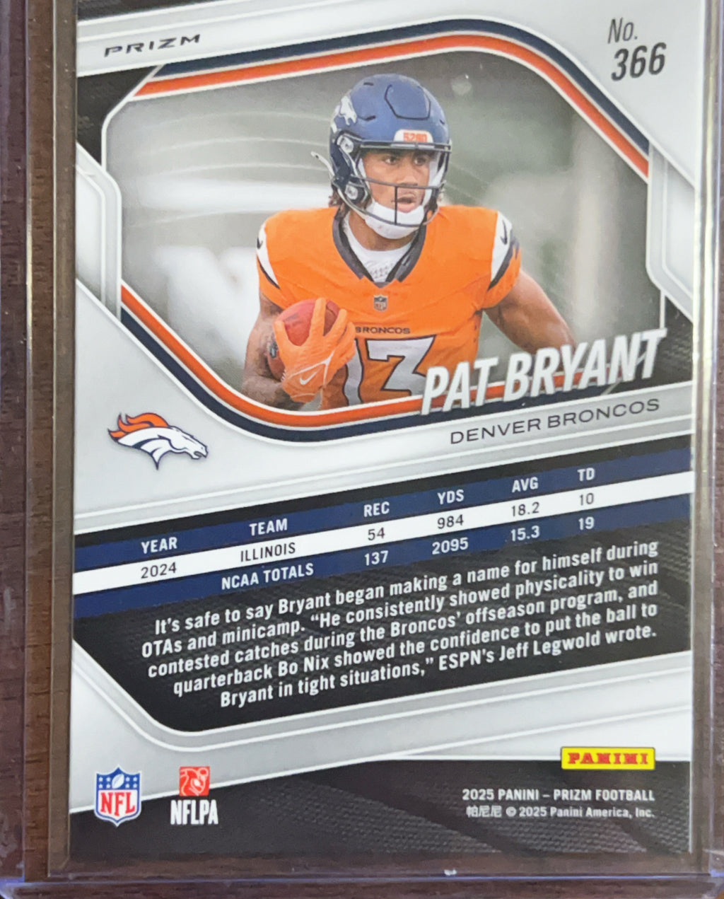 2025 Panini Prizm Pat Bryant #366 Pink RC