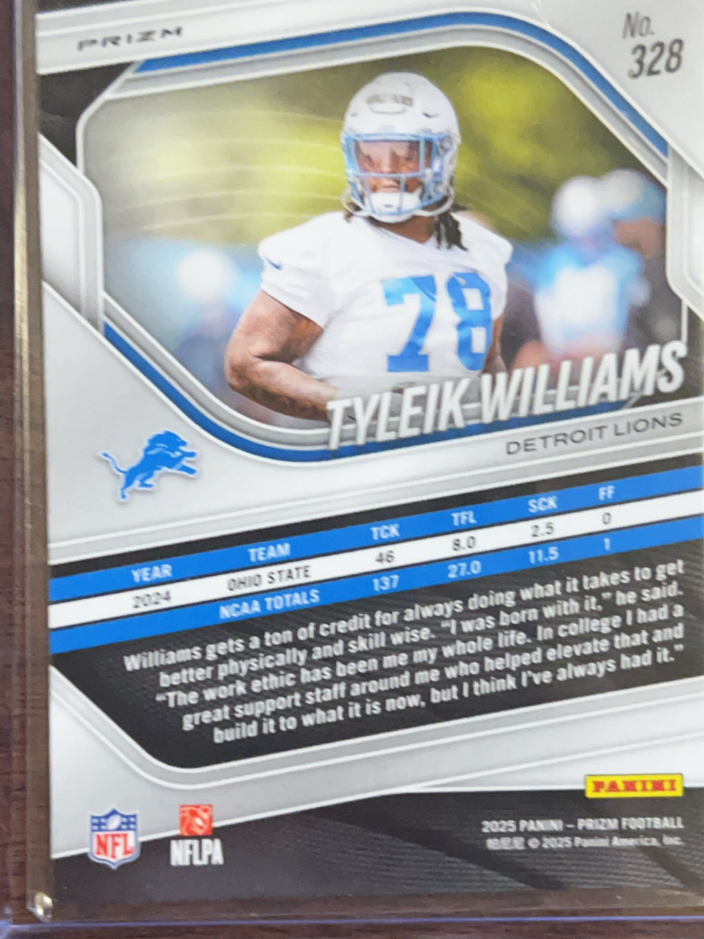 2025 Panini Prizm Tyleik Williams #328 Silver RC