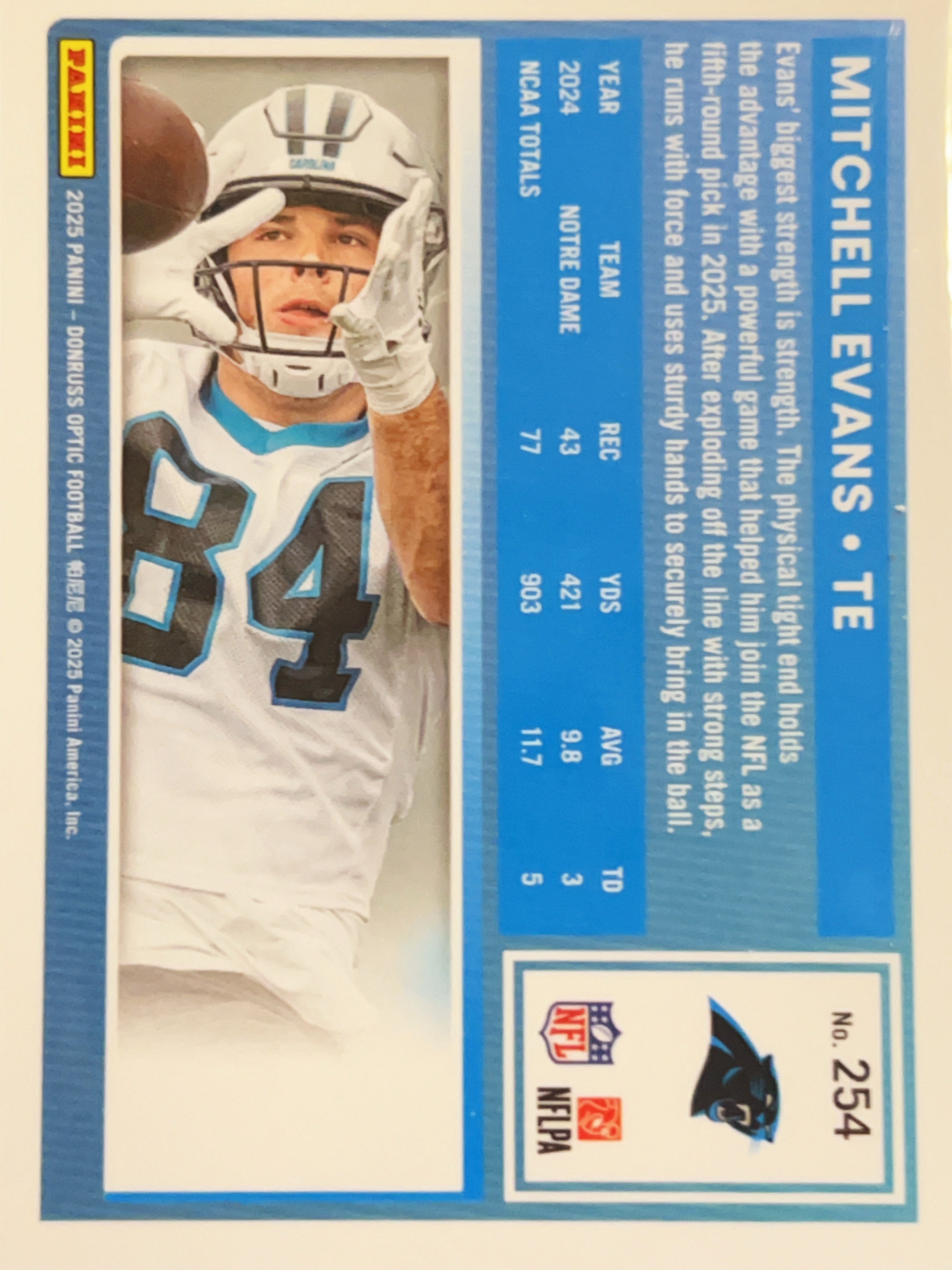 2025 Panini Donruss Optic Mitchell Evans #254