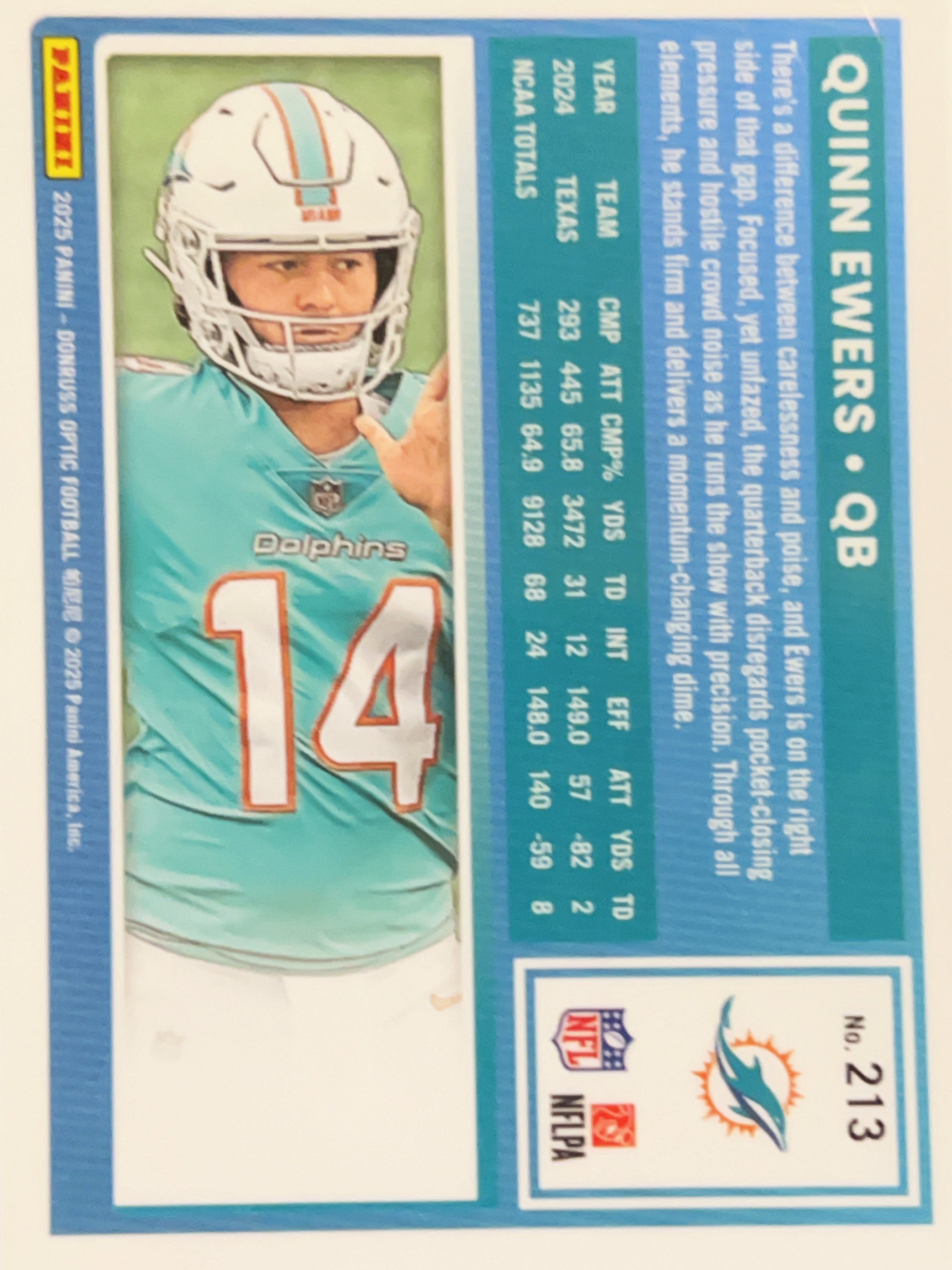 2025 Panini Donruss Optic Quinn Ewers #213