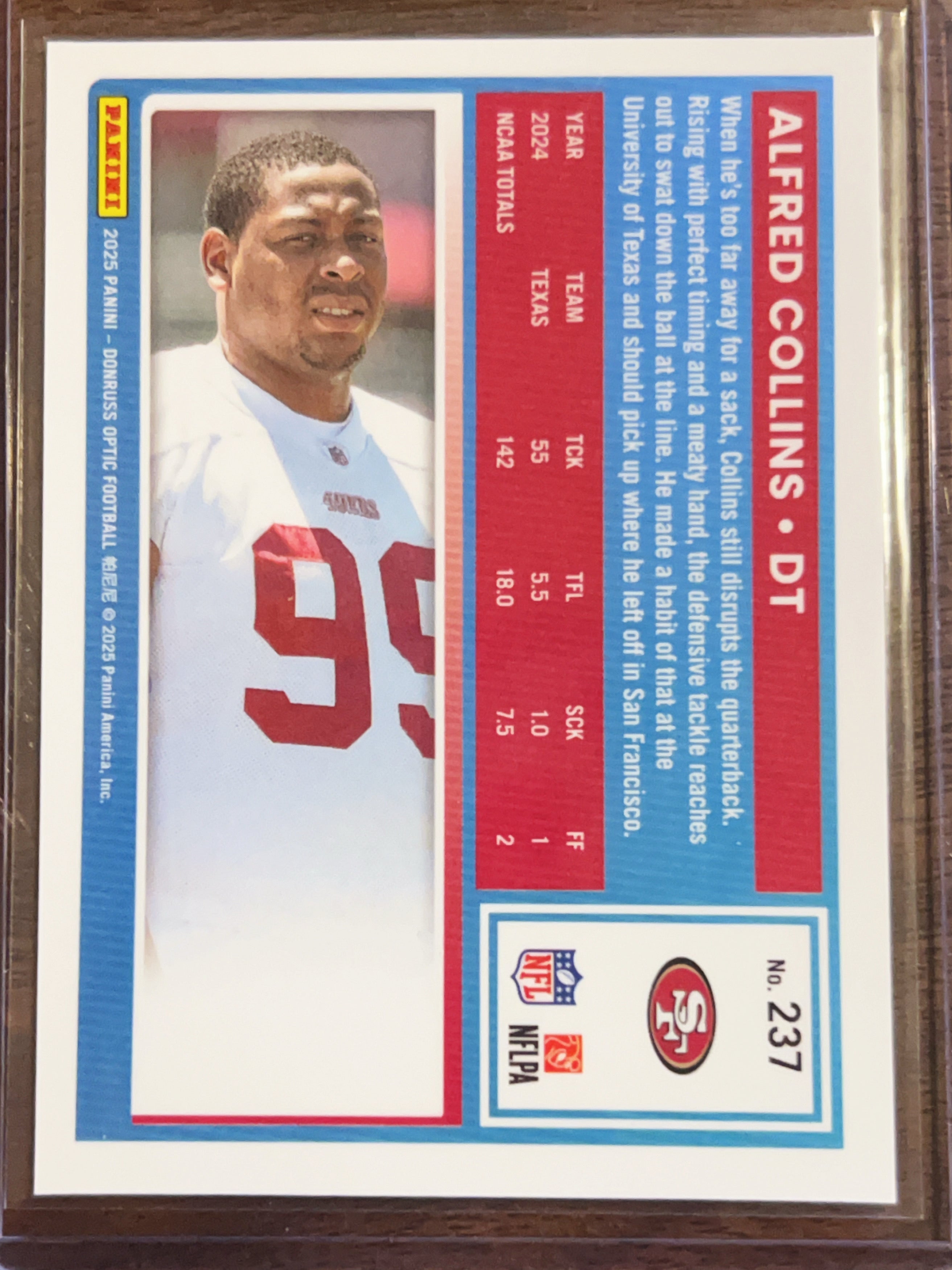 2025 Panini Donruss Optic Football Alfred Collins #237