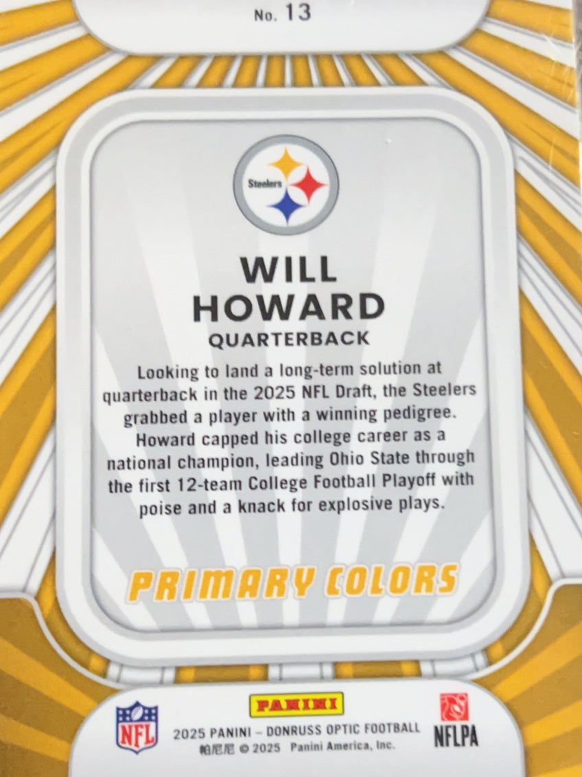 2025 Panini Donruss Optic Football Primary Colors Will Howard #13 RC