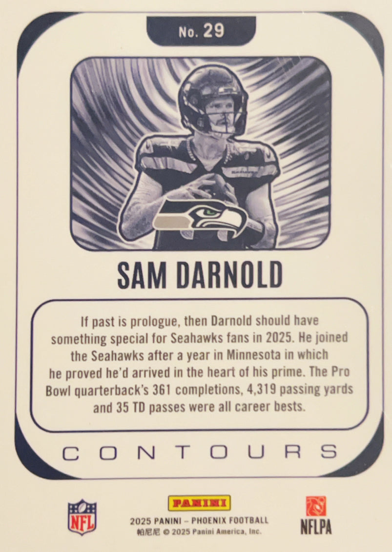 2025 Panini Phoenix Contours Sam Darnold #29 Silver Prizm