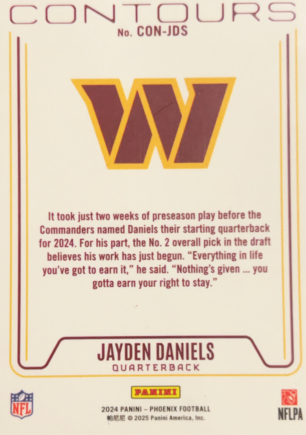2025 Panini Phoenix Contours Jayden Daniels #CON-JDS RC