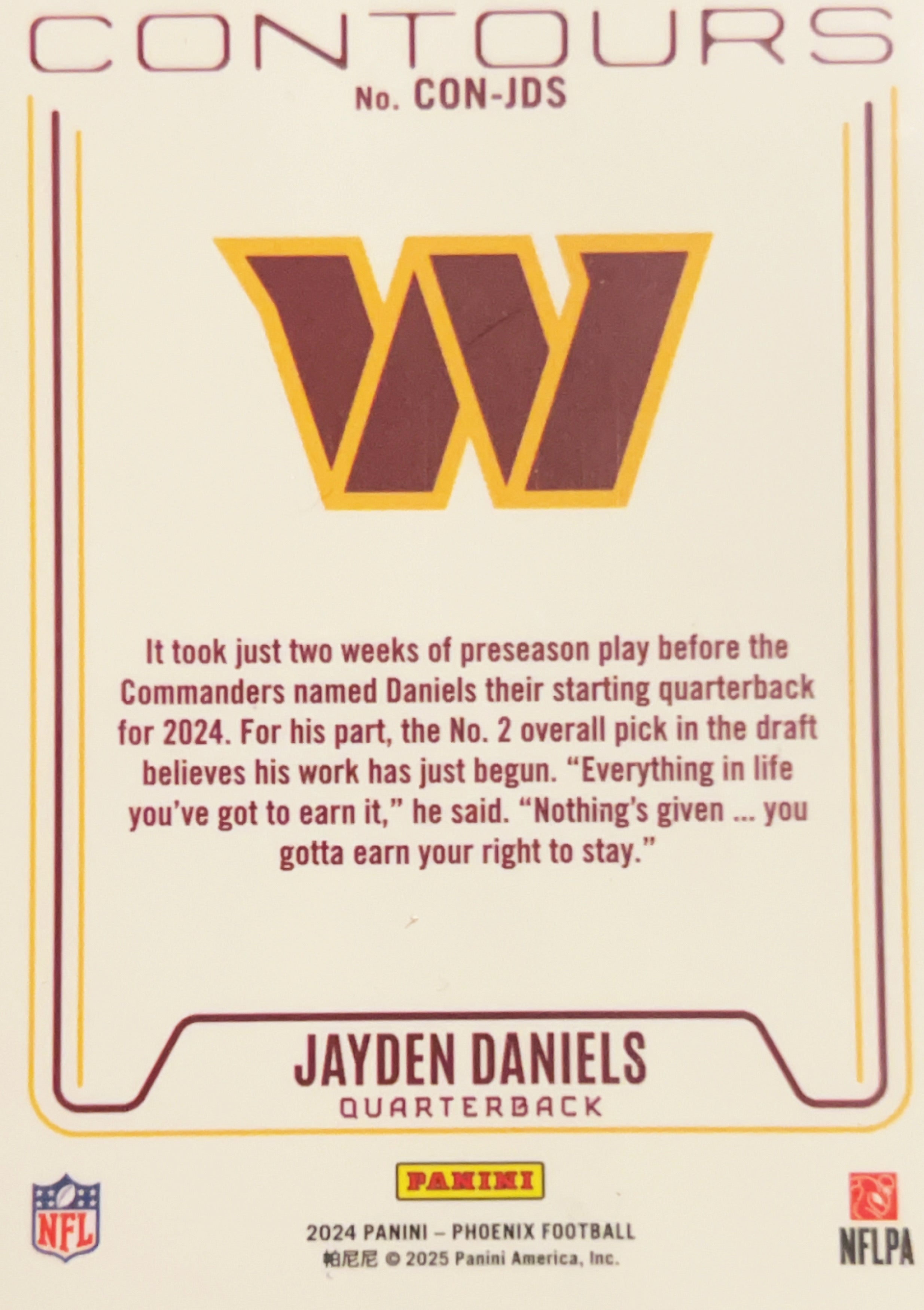 2025 Panini Phoenix Contours Jayden Daniels #CON-JDS RC