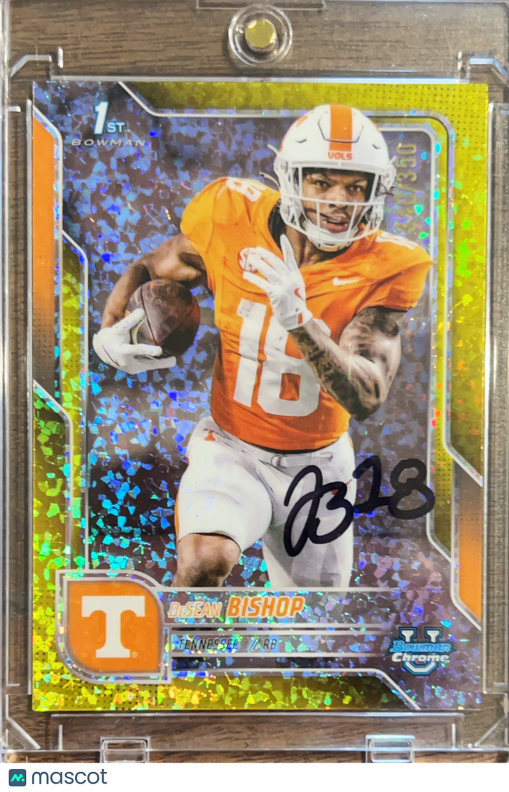 2024 Bowman Chrome University DeSean Bishop #67 Yellow Shimmer Refractor /14