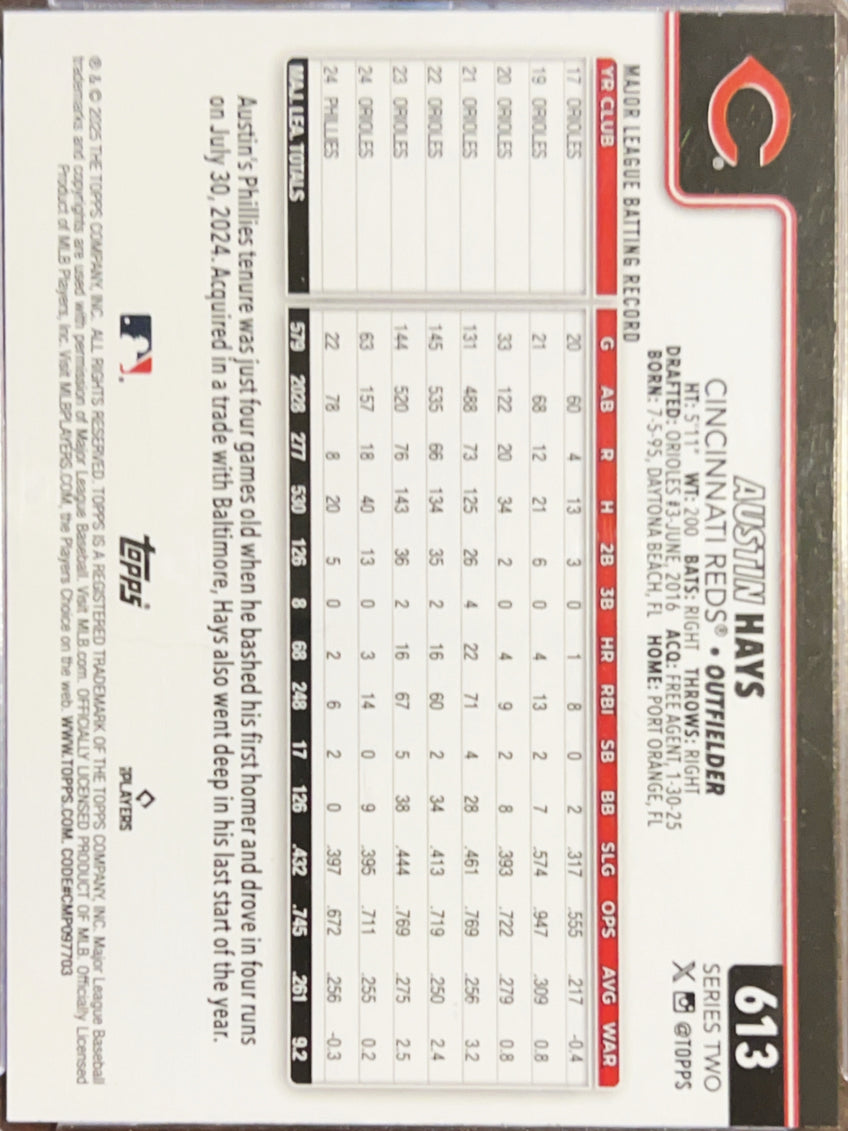 2025 Topps Series Two Austin Hays #613 True Photo Variation Short Print