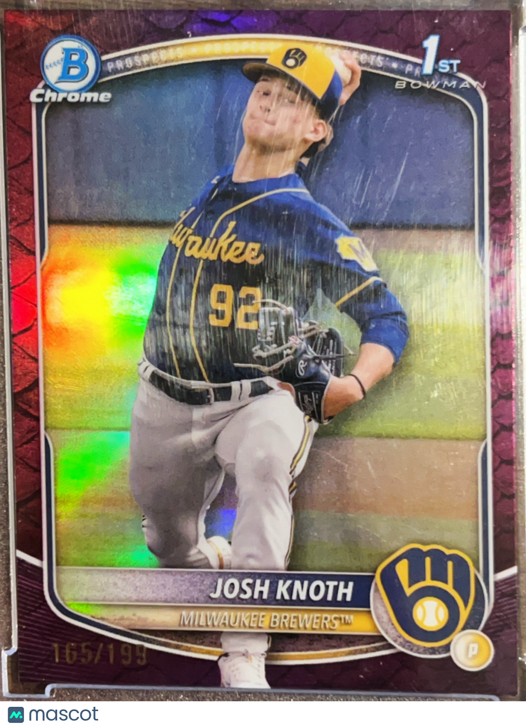 2024 Bowman Chrome Josh Knoth #BCP-136 Purple Reptillian Refractor /199