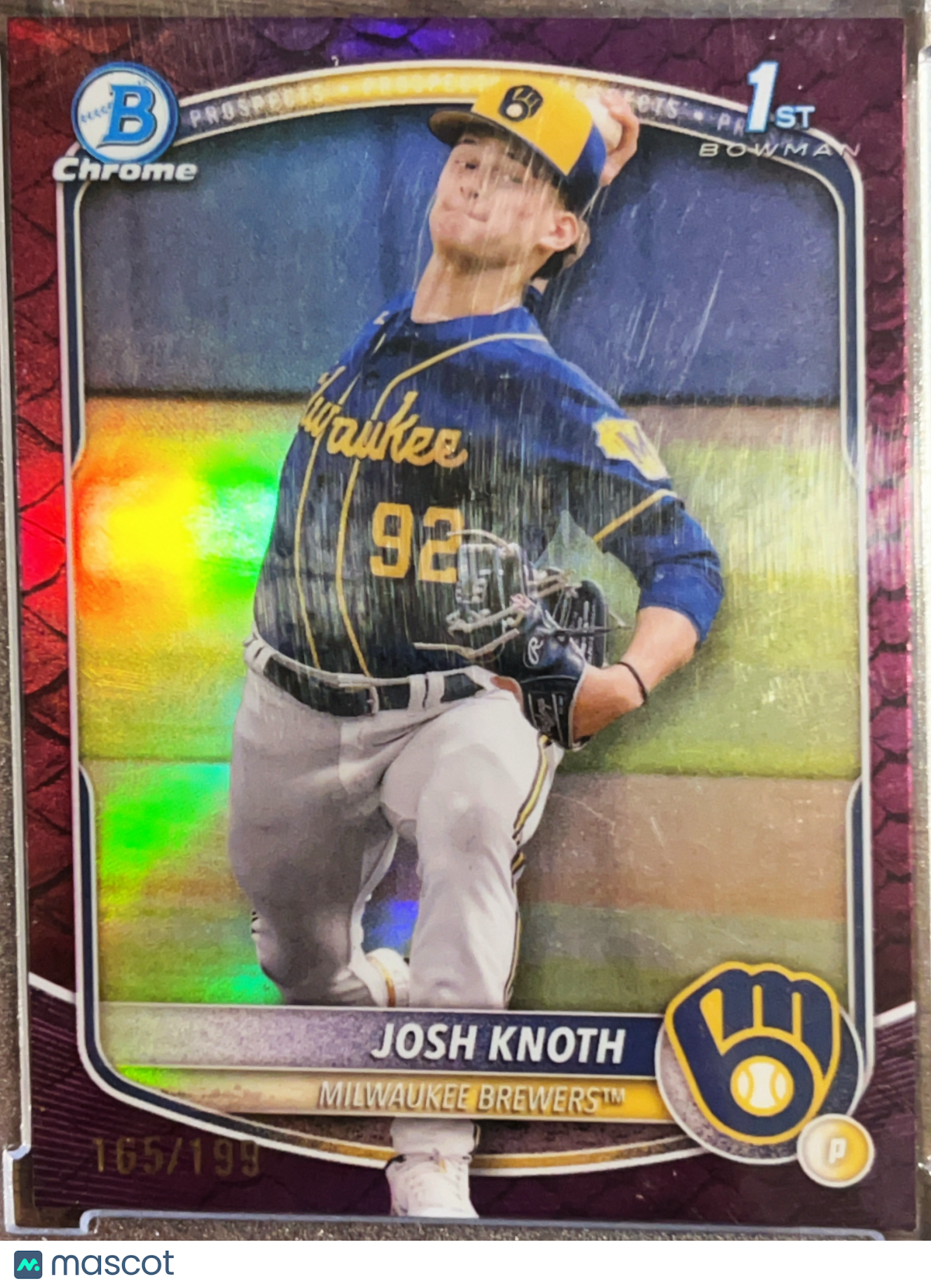 2024 Bowman Chrome Josh Knoth #BCP-136 Purple Reptillian Refractor /199