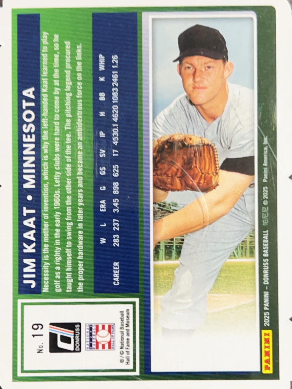 2025 Panini Donruss Baseball Jim Kaat #19 Gold Holo /25