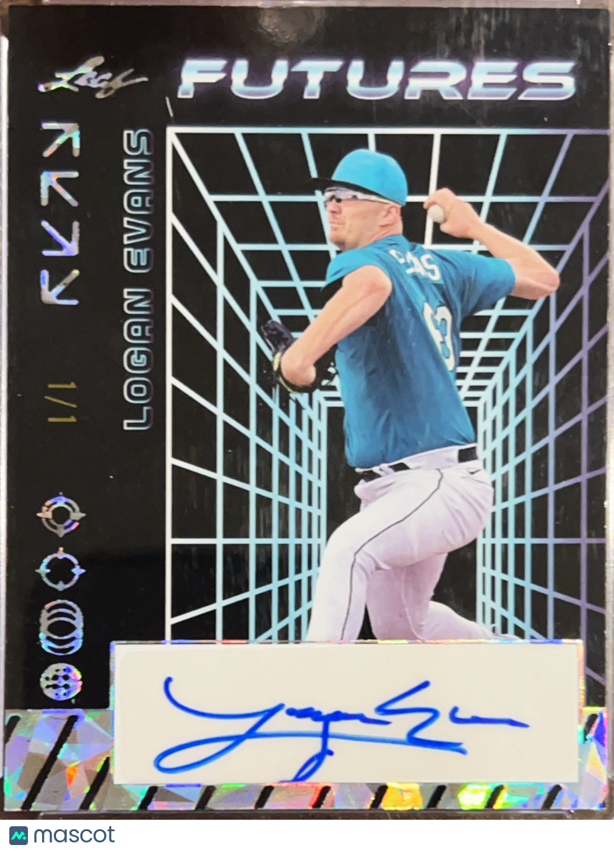 2024 Leaf Futures Logan Evans #A-LE1 Cracked Ice /1 Auto