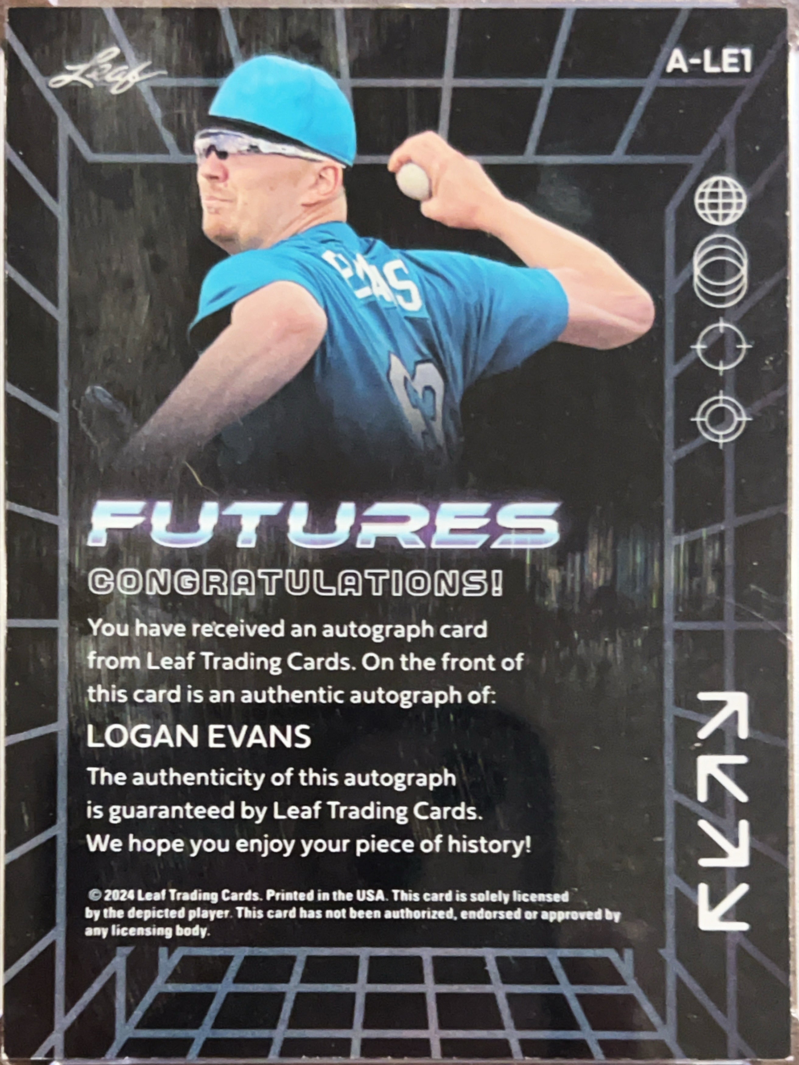 2024 Leaf Futures Logan Evans #A-LE1 Cracked Ice /1 Auto