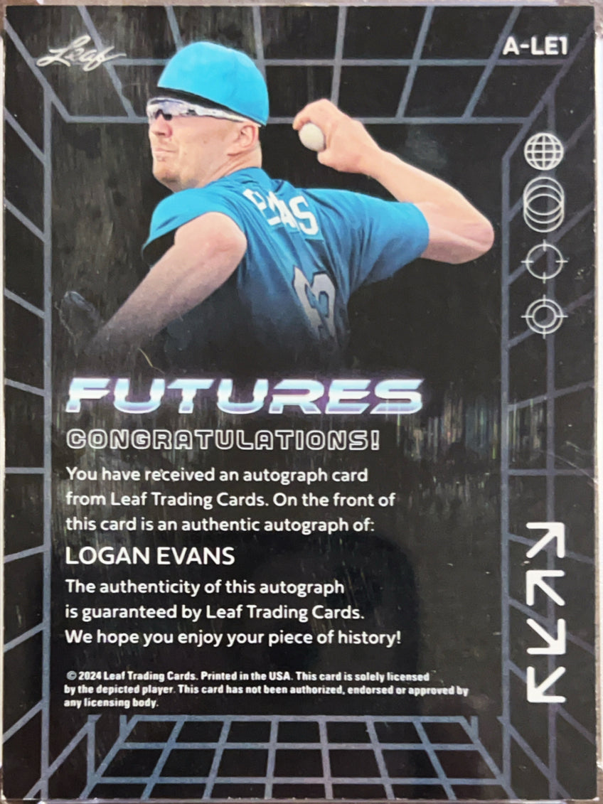 2024 Leaf Futures Logan Evans #A-LE1 Cracked Ice /1 Auto