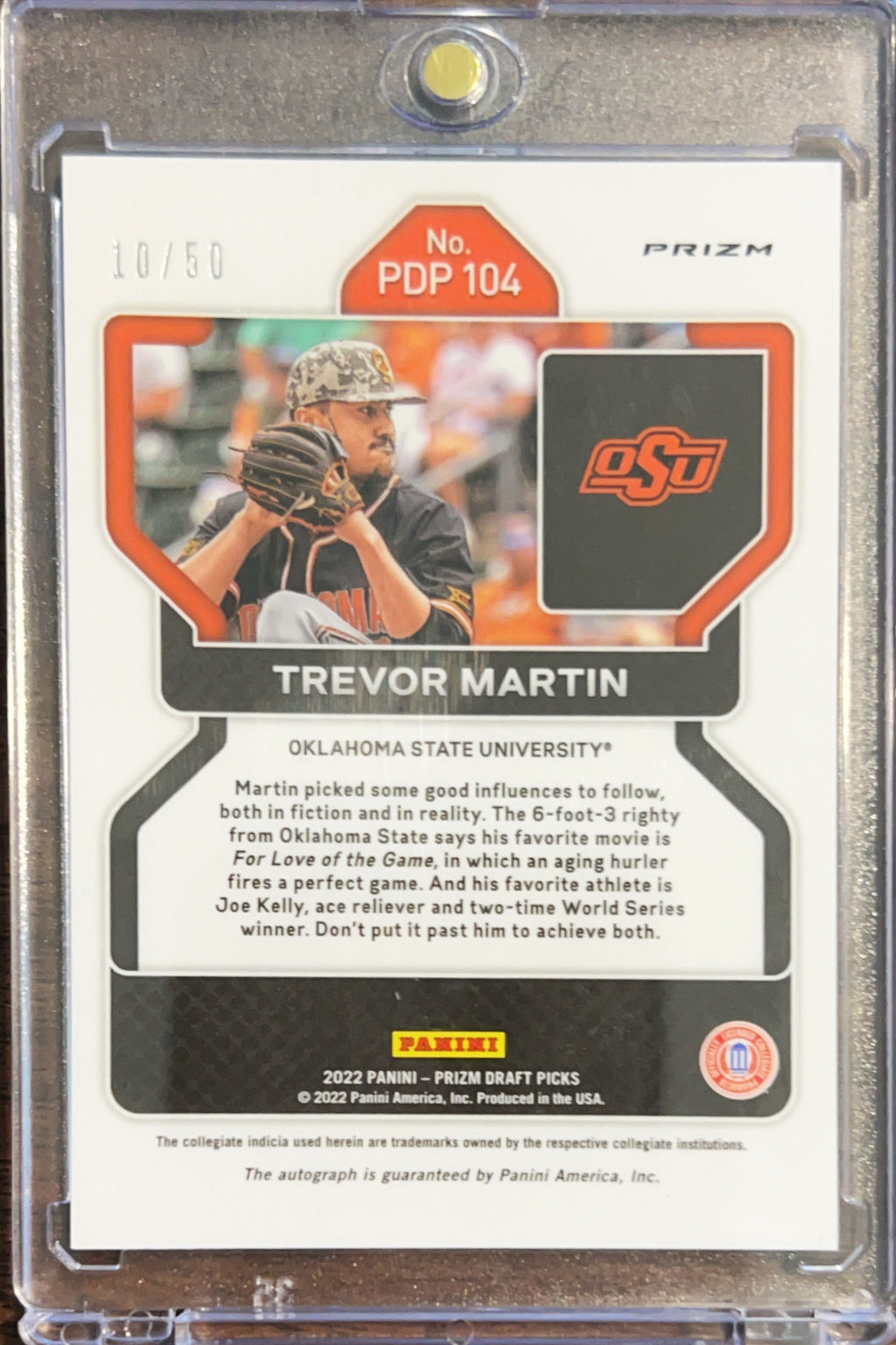 2022 Panini Prizm Draft Picks Trevor Martin #PDP104 Orange /50