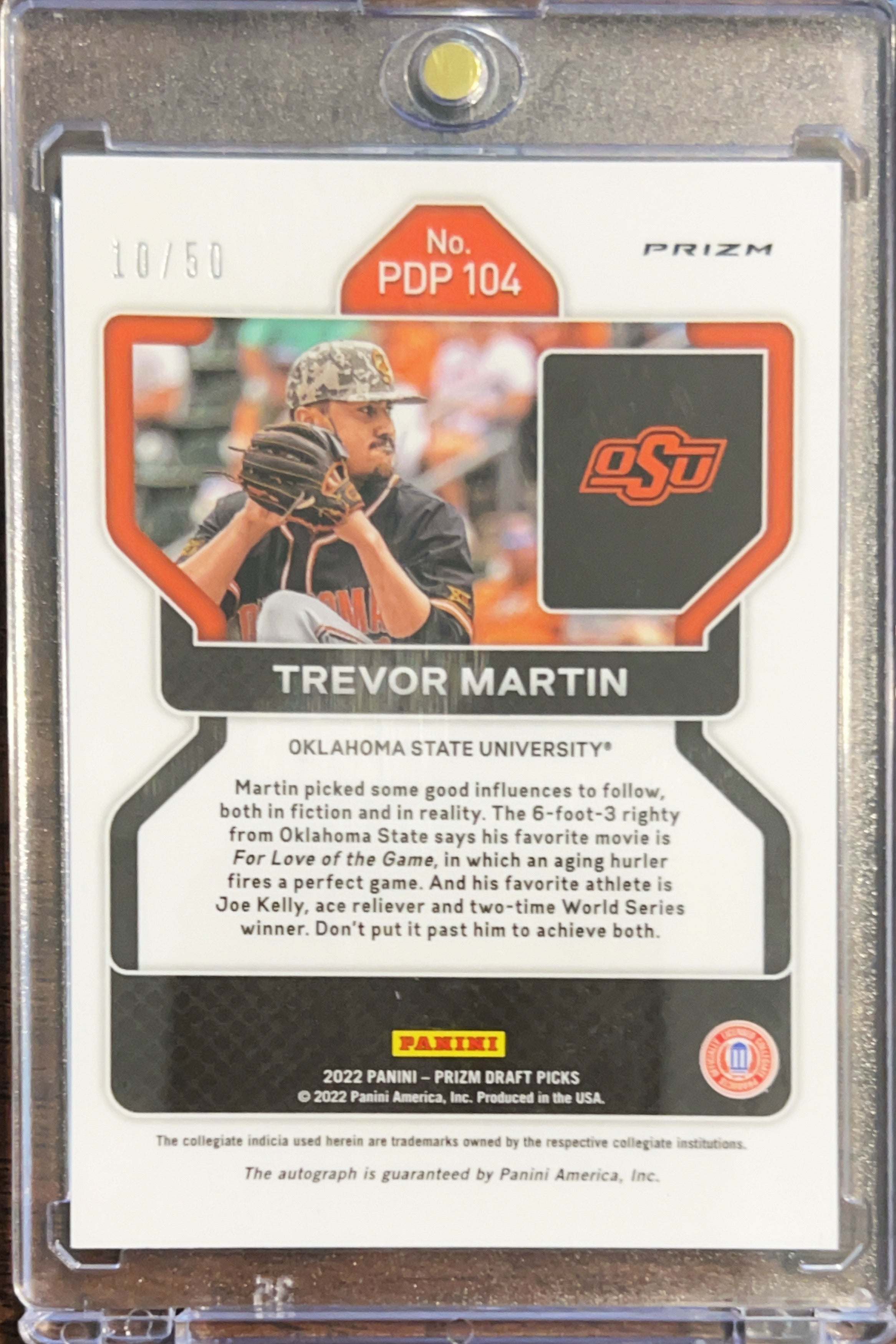2022 Panini Prizm Draft Picks Trevor Martin #PDP104 Orange /50