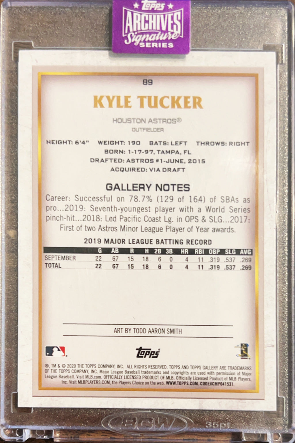 2020 Topps Archives Signature Topps Gallery Kyle Tucker #89 Refractor /1