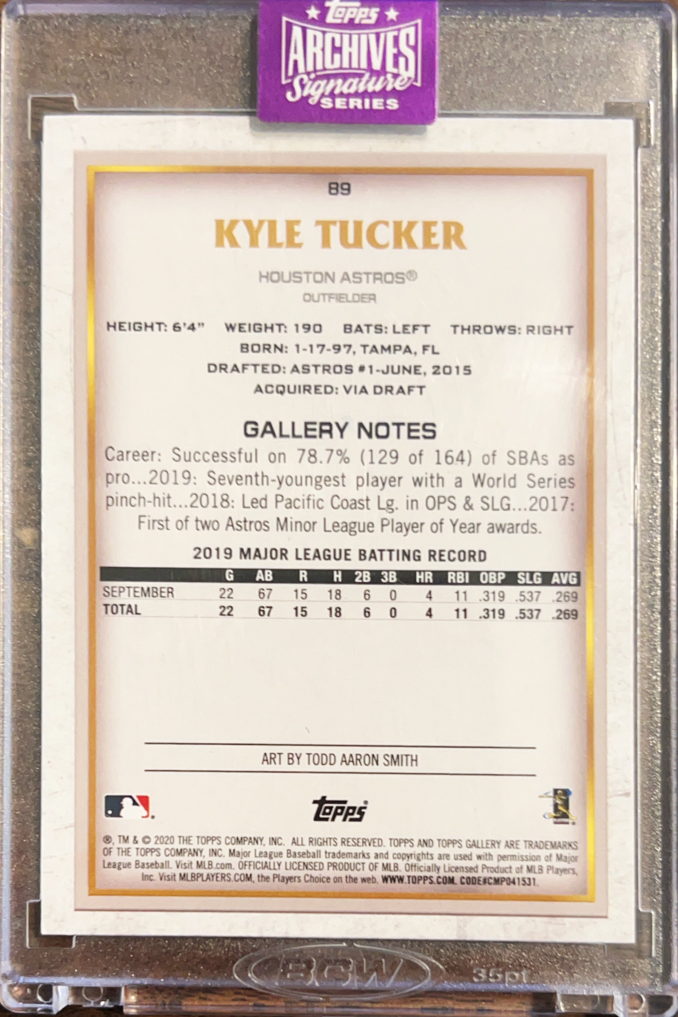 2020 Topps Archives Signature Topps Gallery Kyle Tucker #89 Refractor /1