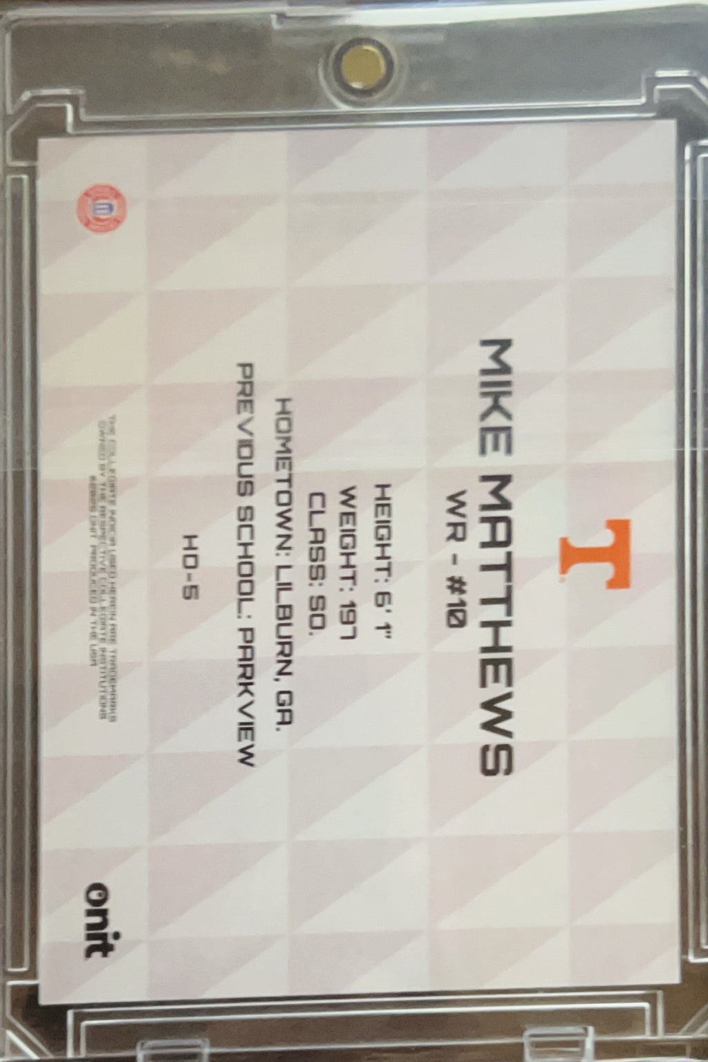 2024 Onit Tennessee Volunteers Hyperdrive Mike Matthews #HD-5