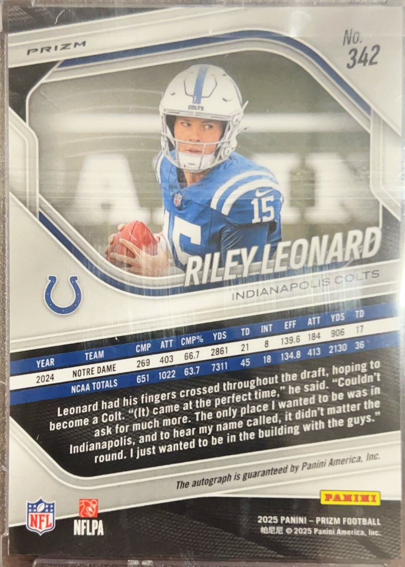 2025 Panini Prizm Riley Leonard #342 Silver RC