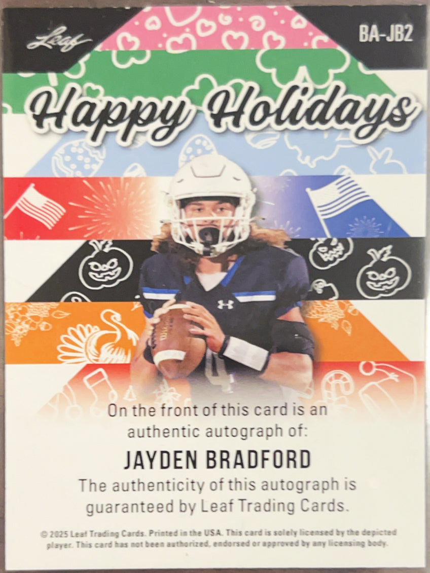 2025 Leaf Happy Holidays Jayden Bradford #BA-JB2