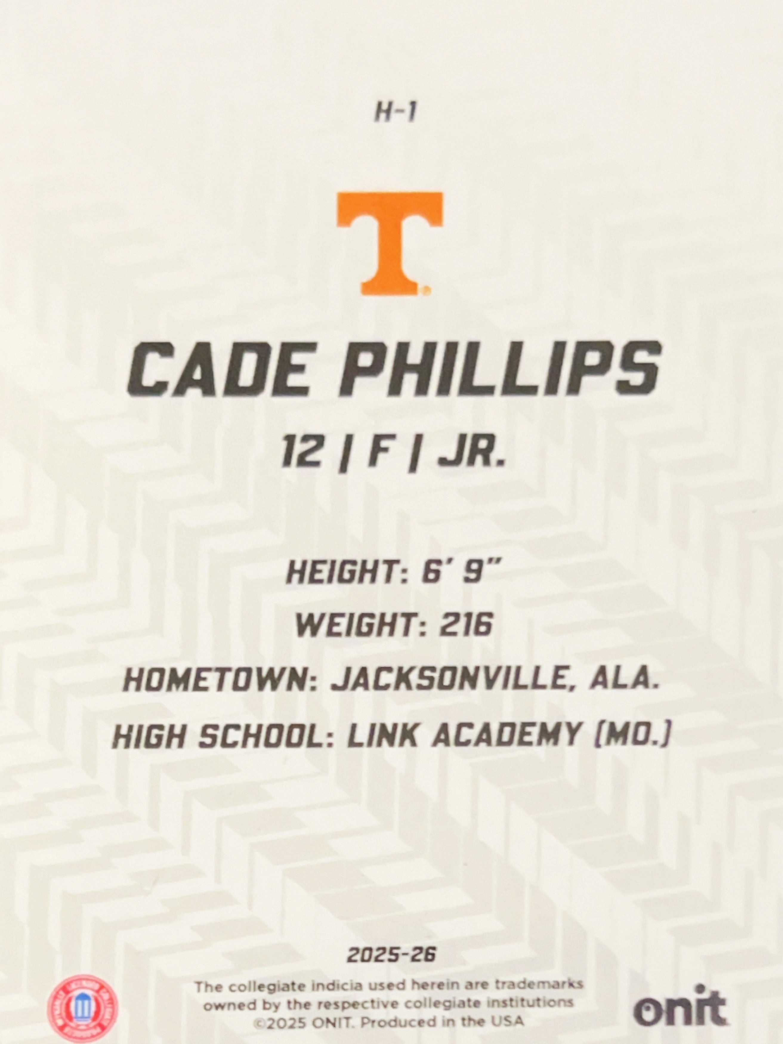 2025 ONIT Hype Cade Phillips #H-1 Orange