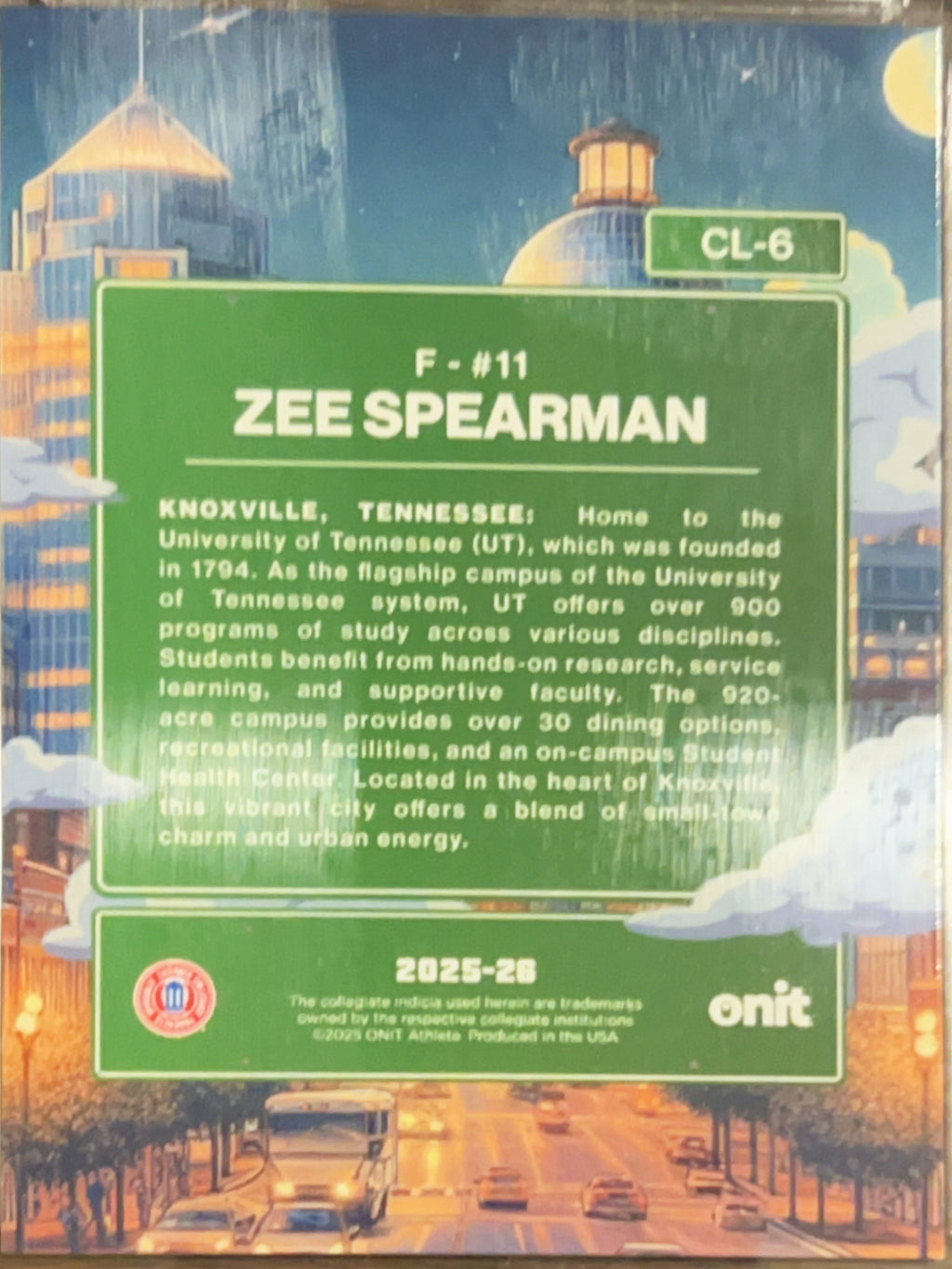 2025 ONIT City Limits Knoxville Zee Spearman #CL-6 Holo