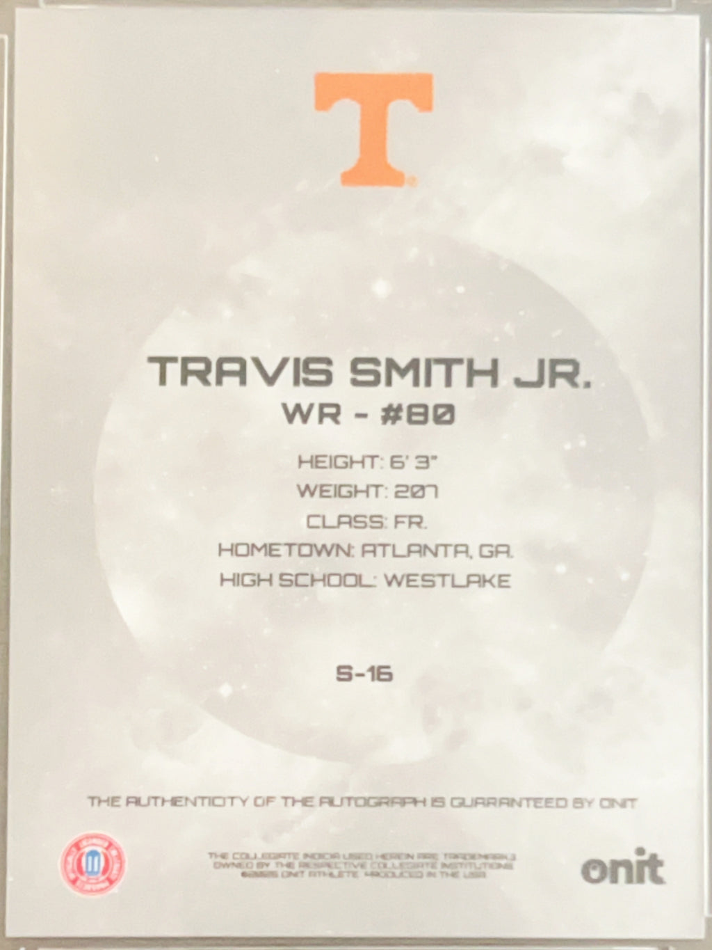 2025 Onit Signature Series Travis Smith Jr. #S-16 /65