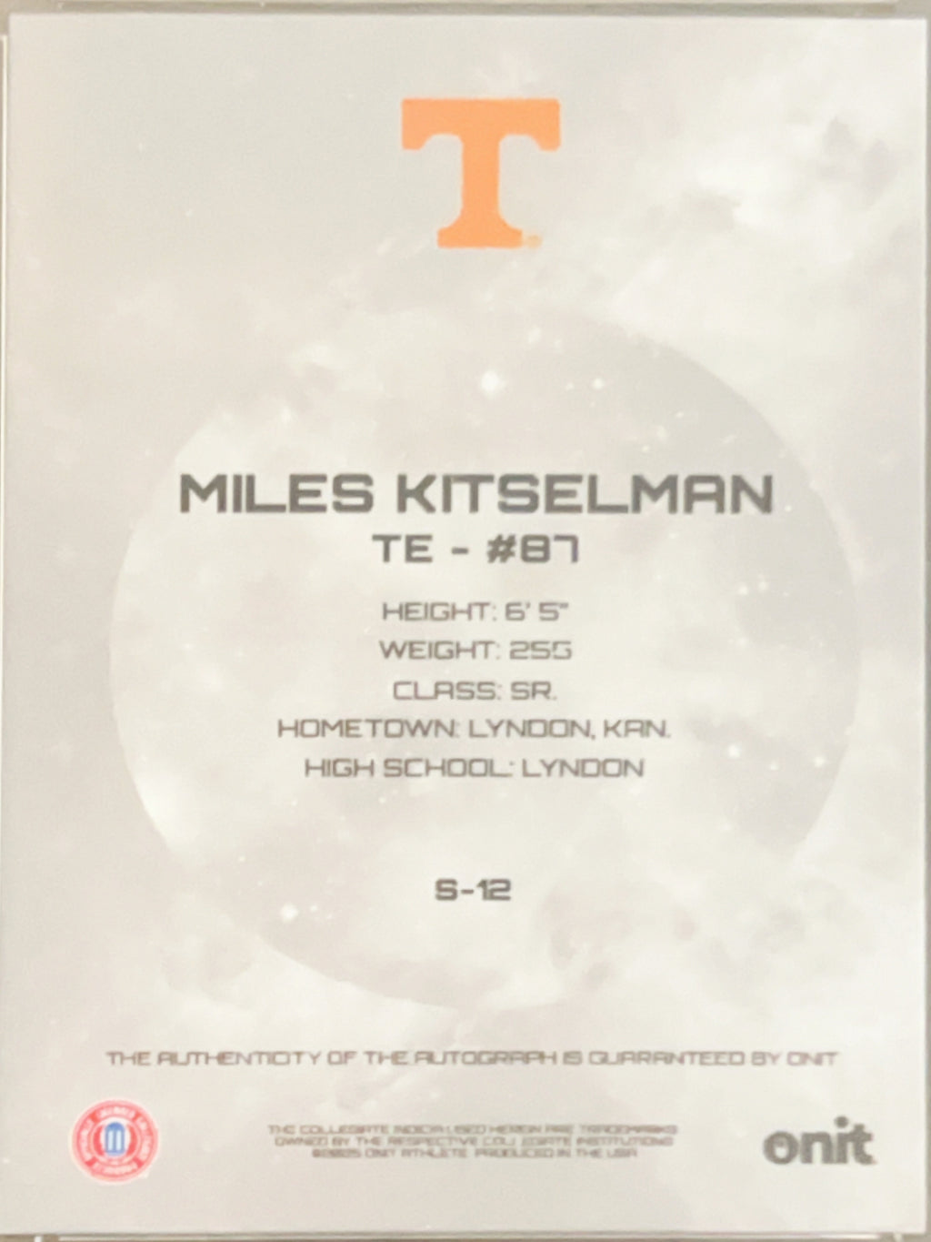 2023 Onit Signature Series Miles Kitselman #S-12 Purple /25