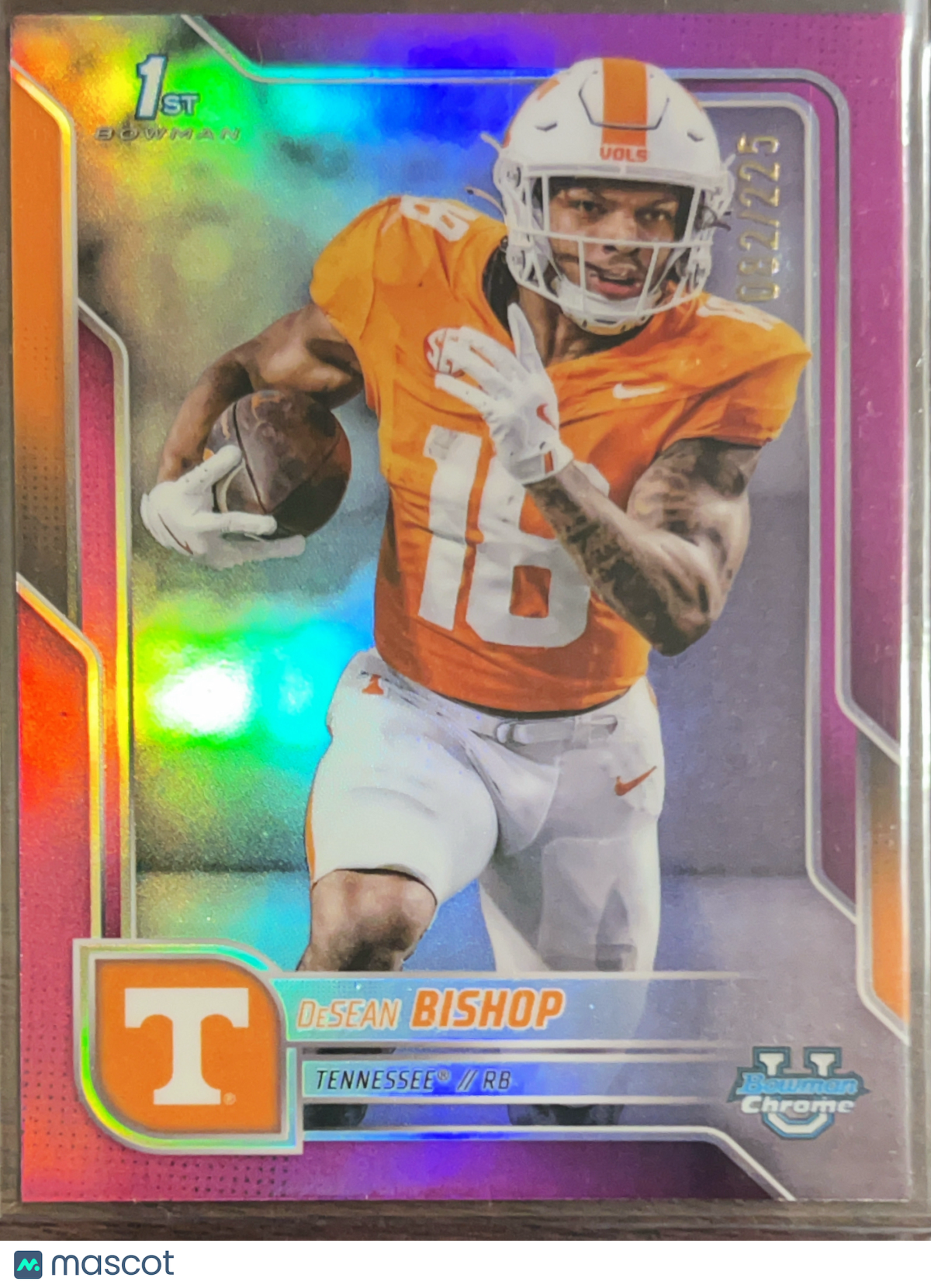 2025 Bowman Chrome University DeSean Bishop #67 Purple Refractor /225 1st Bowman