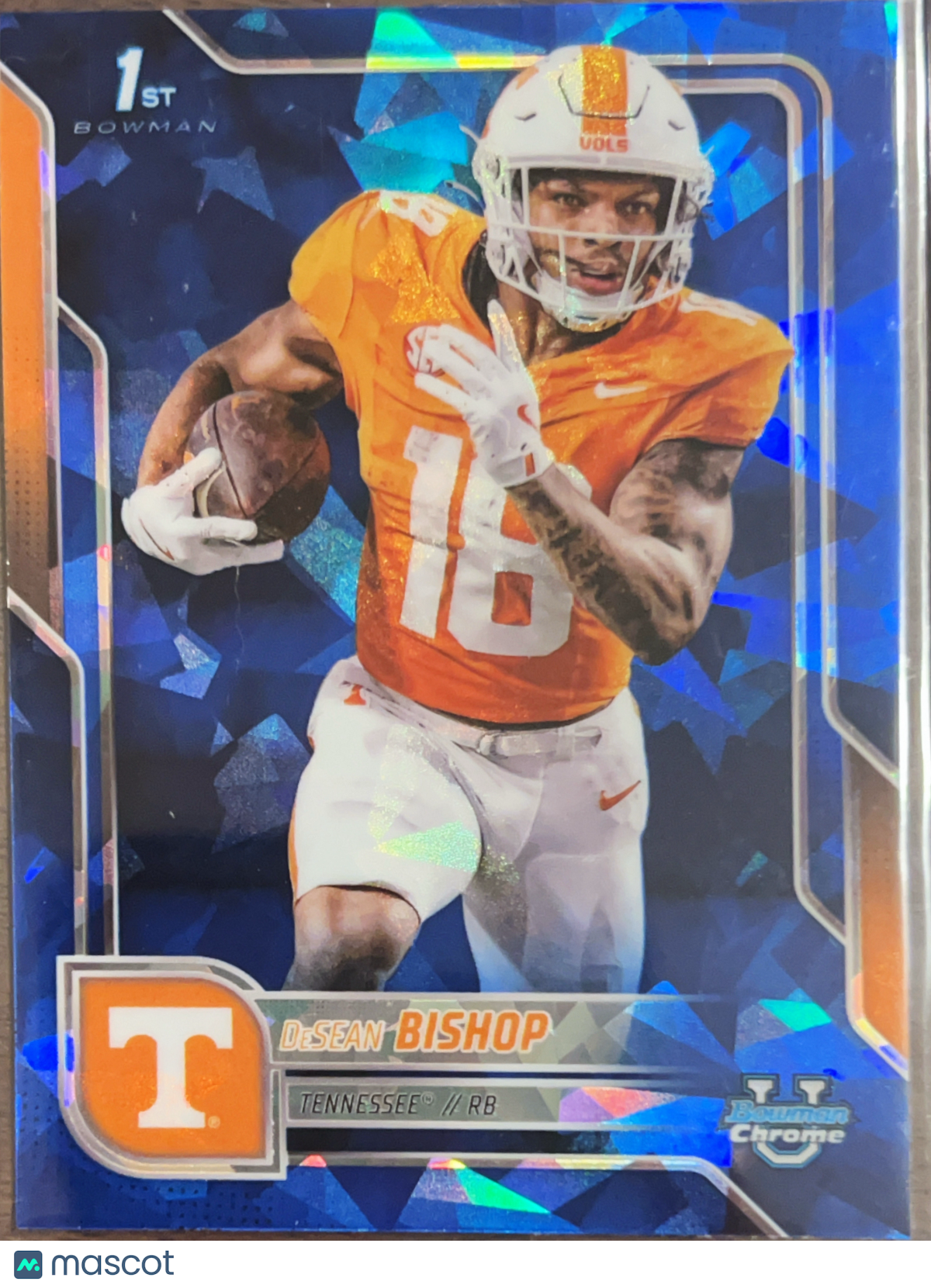 2024 Topps Bowman Chrome University DeSean Bishop #67 Blue Sapphire Refractor