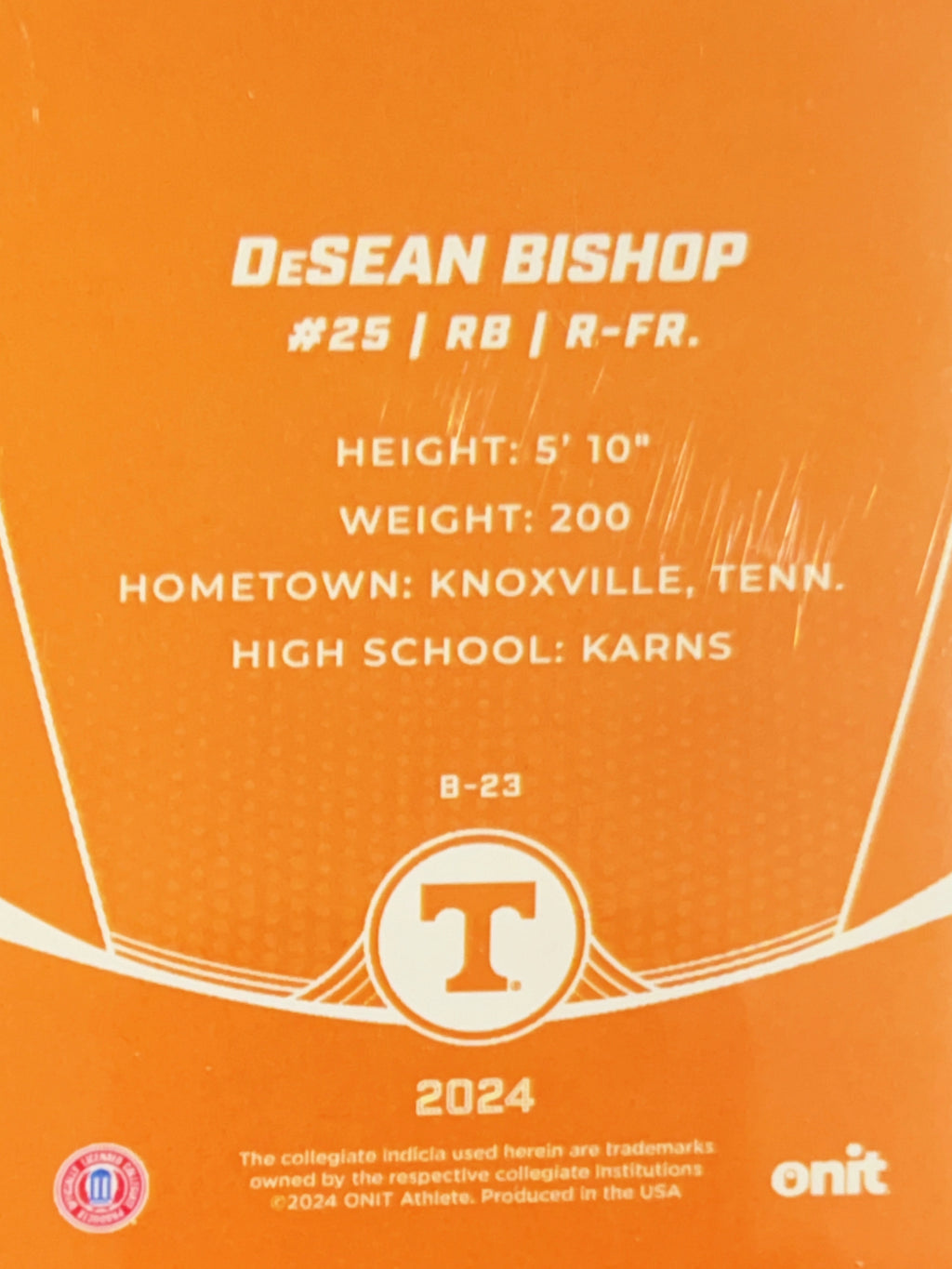 2024 ONIT Athlete Tennessee Football DeSean Bishop #B-23