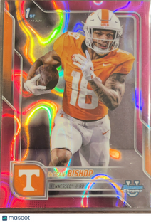 2025 Topps Bowman Chrome University DeSean Bishop #67 Pink RayWave Refractor