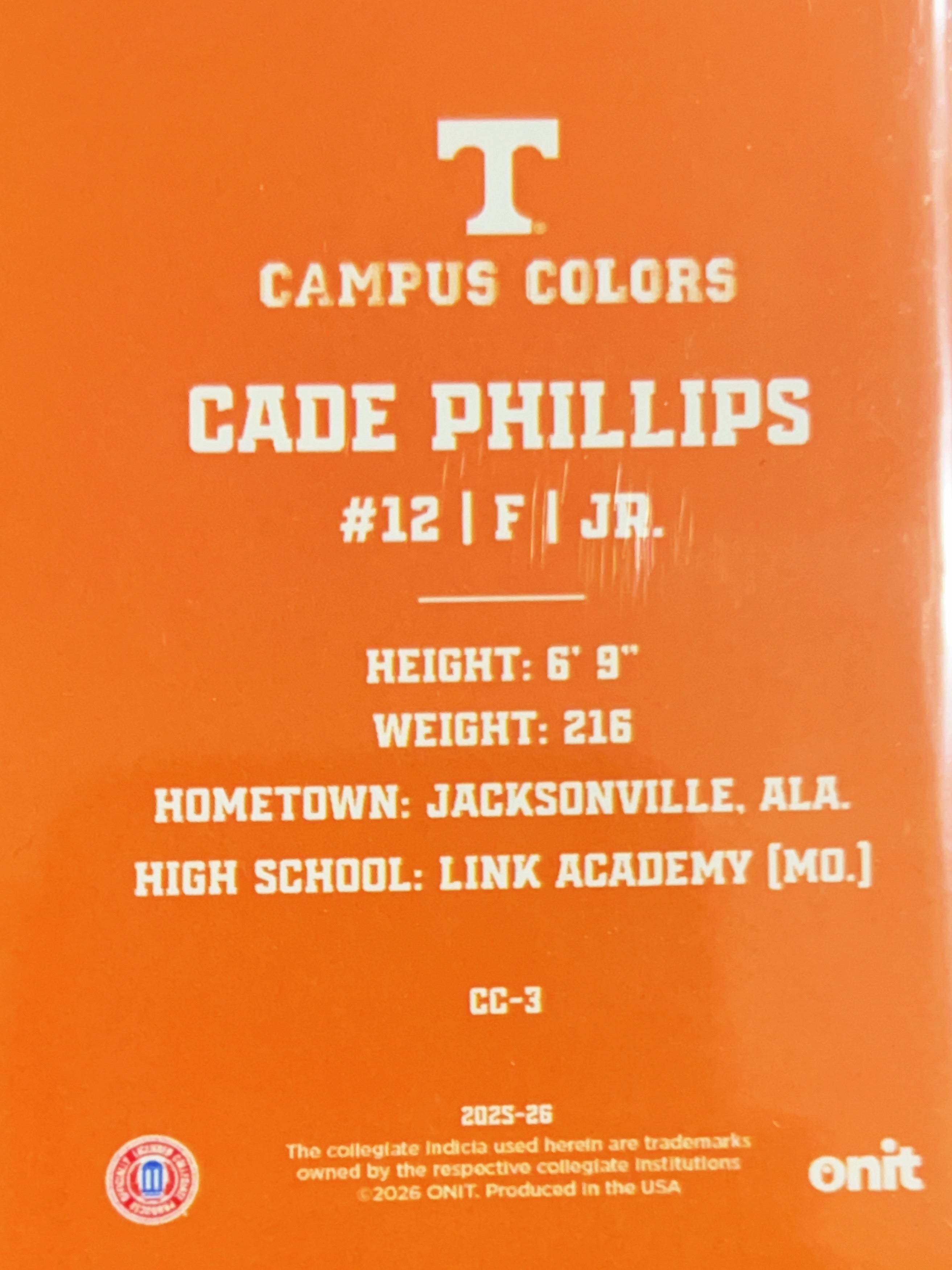2026 ONIT Campus Colors Cade Phillips #CC-3