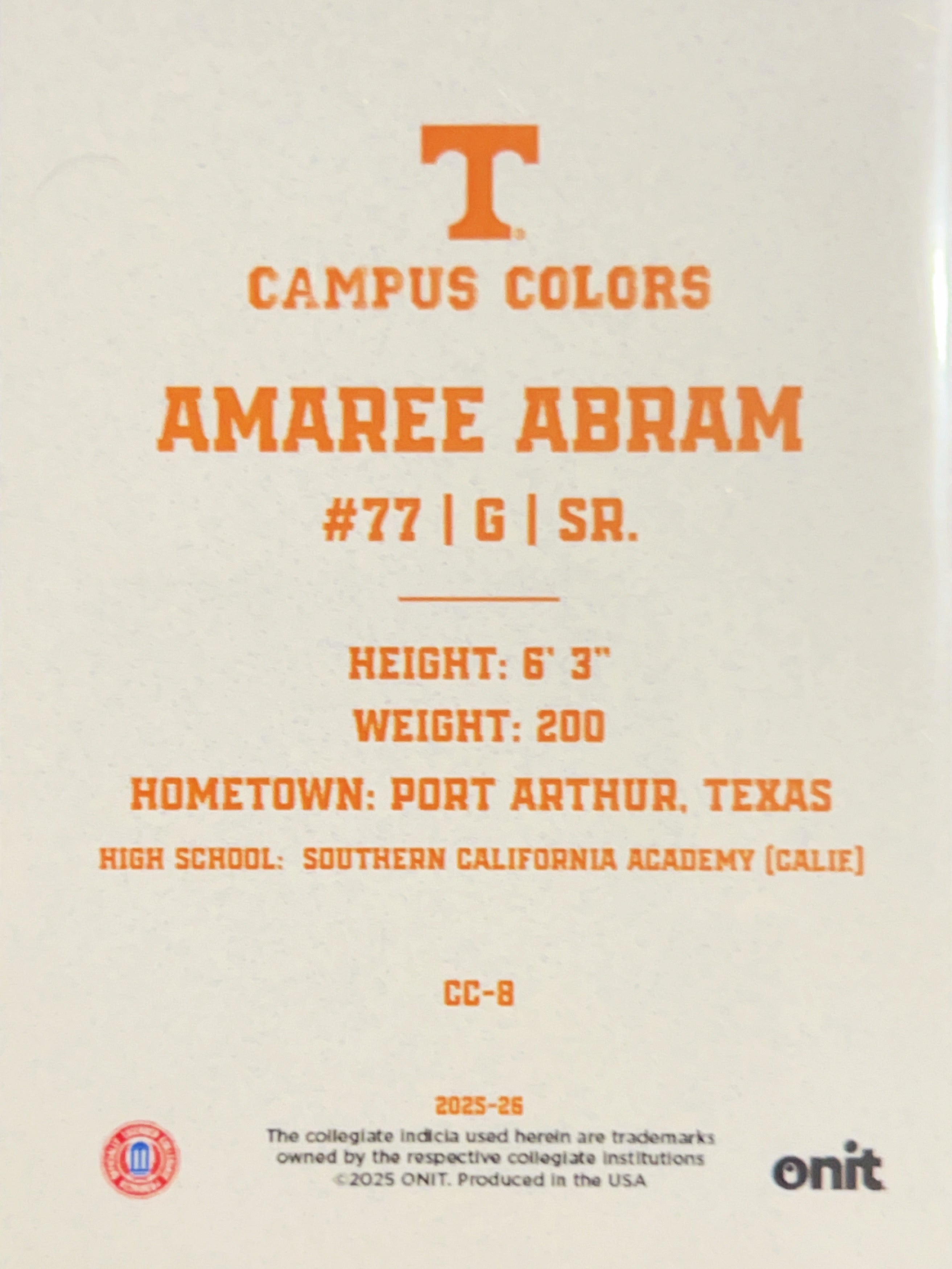 2025 ONIT Campus Colors Amaree Abram #CC-8